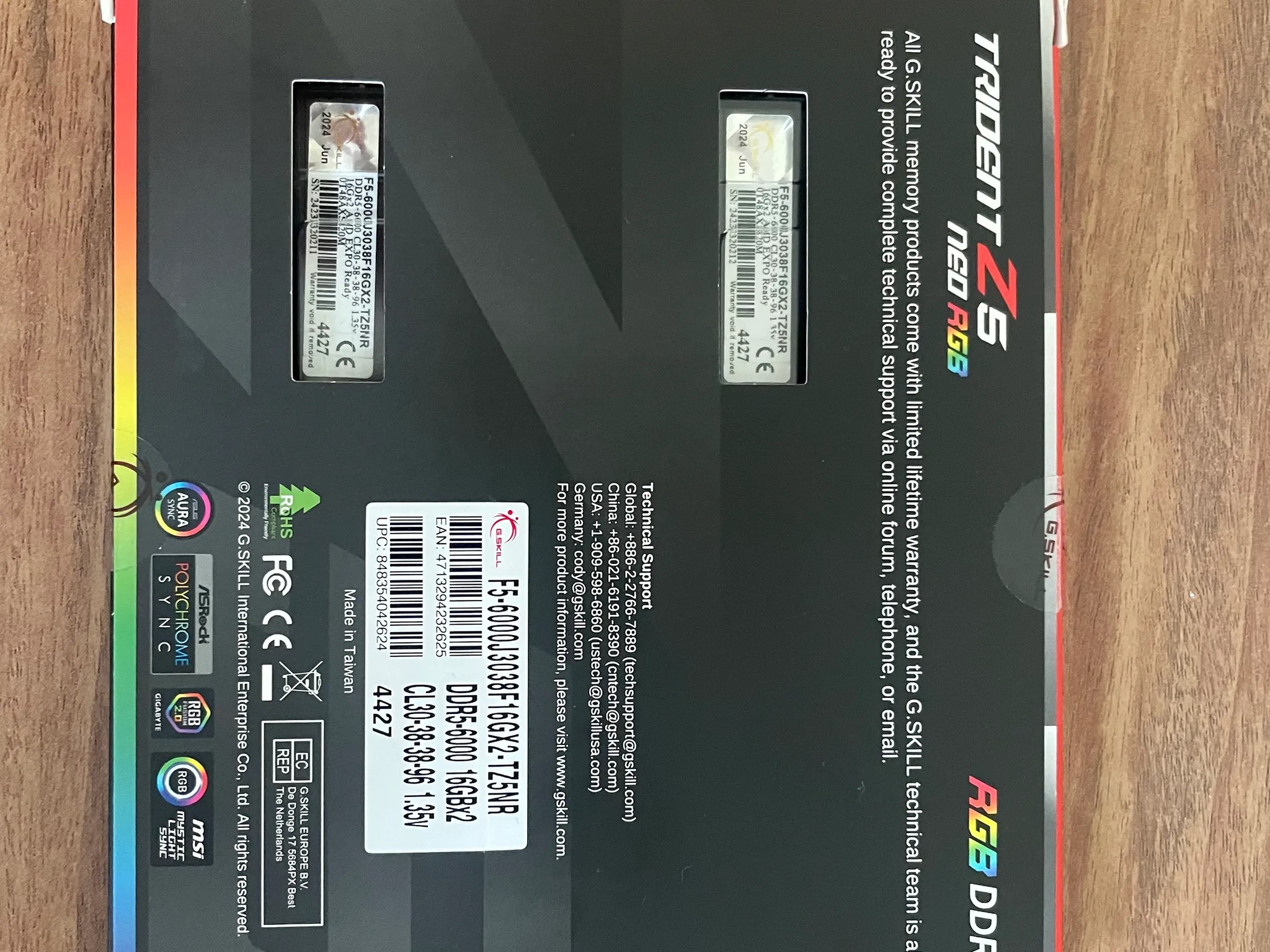 G.Skill Trident Z5 Neo RGB Series 32GB DDR5-6000 PC5-48000 CL30 Dual Channel