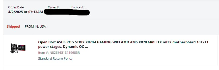 Used ASUS ROG STRIX X870-I GAMING WIFI AMD AM5 Mini ITX Motherboard – Fully Functional!