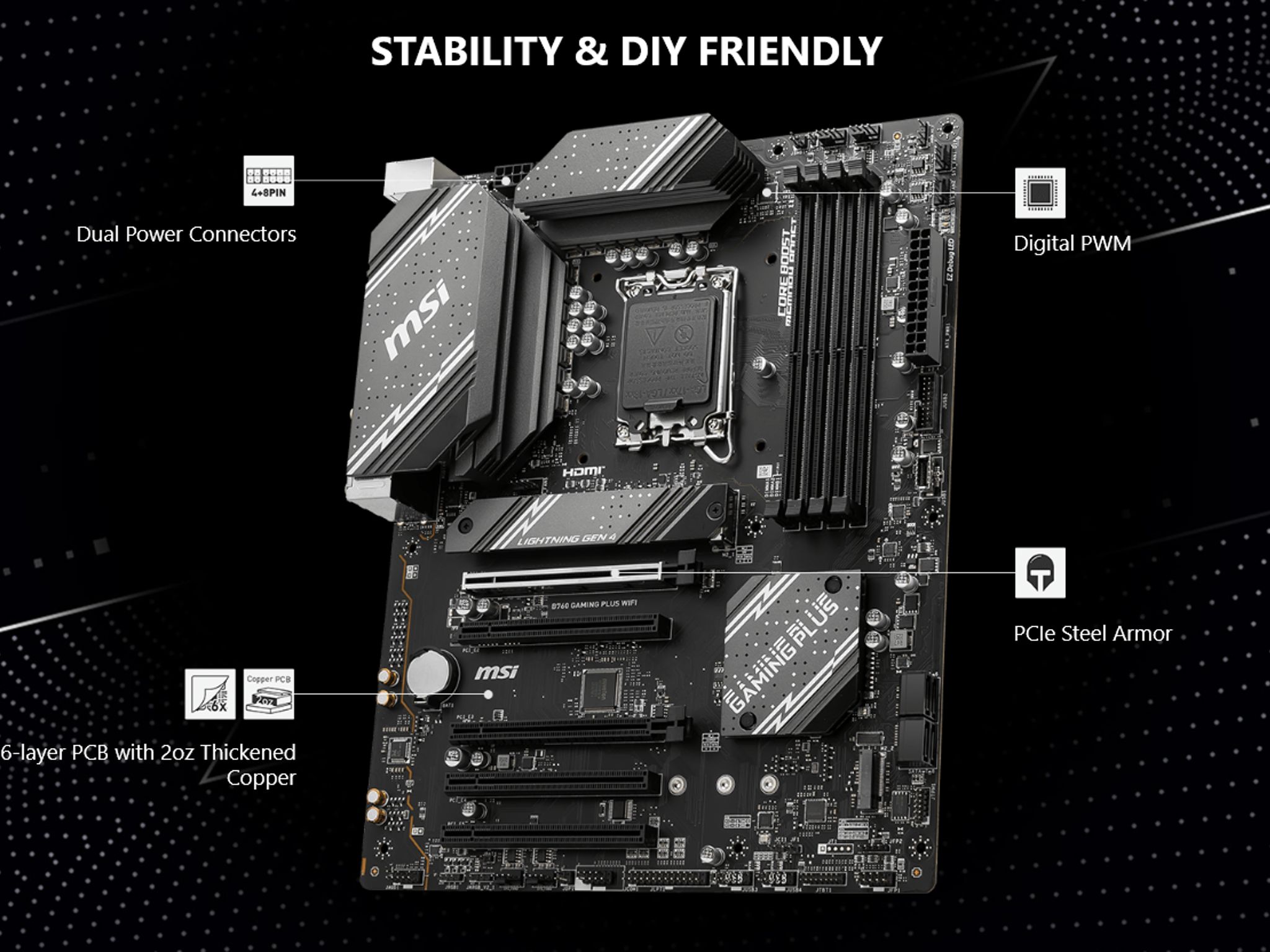 MSI B760 Gaming Plus Wi-Fi ATX Motherboard