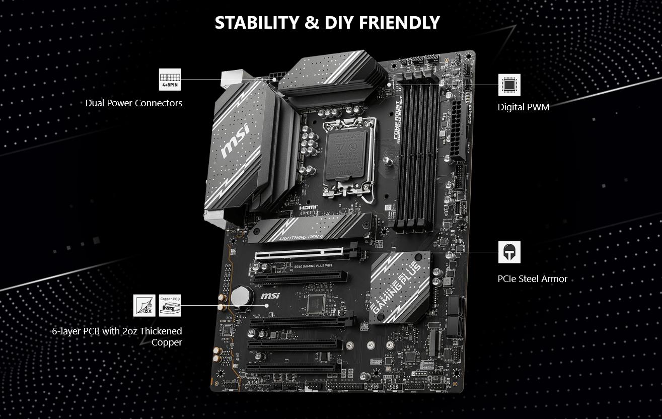 MSI B760 Gaming Plus Wi-Fi ATX Motherboard