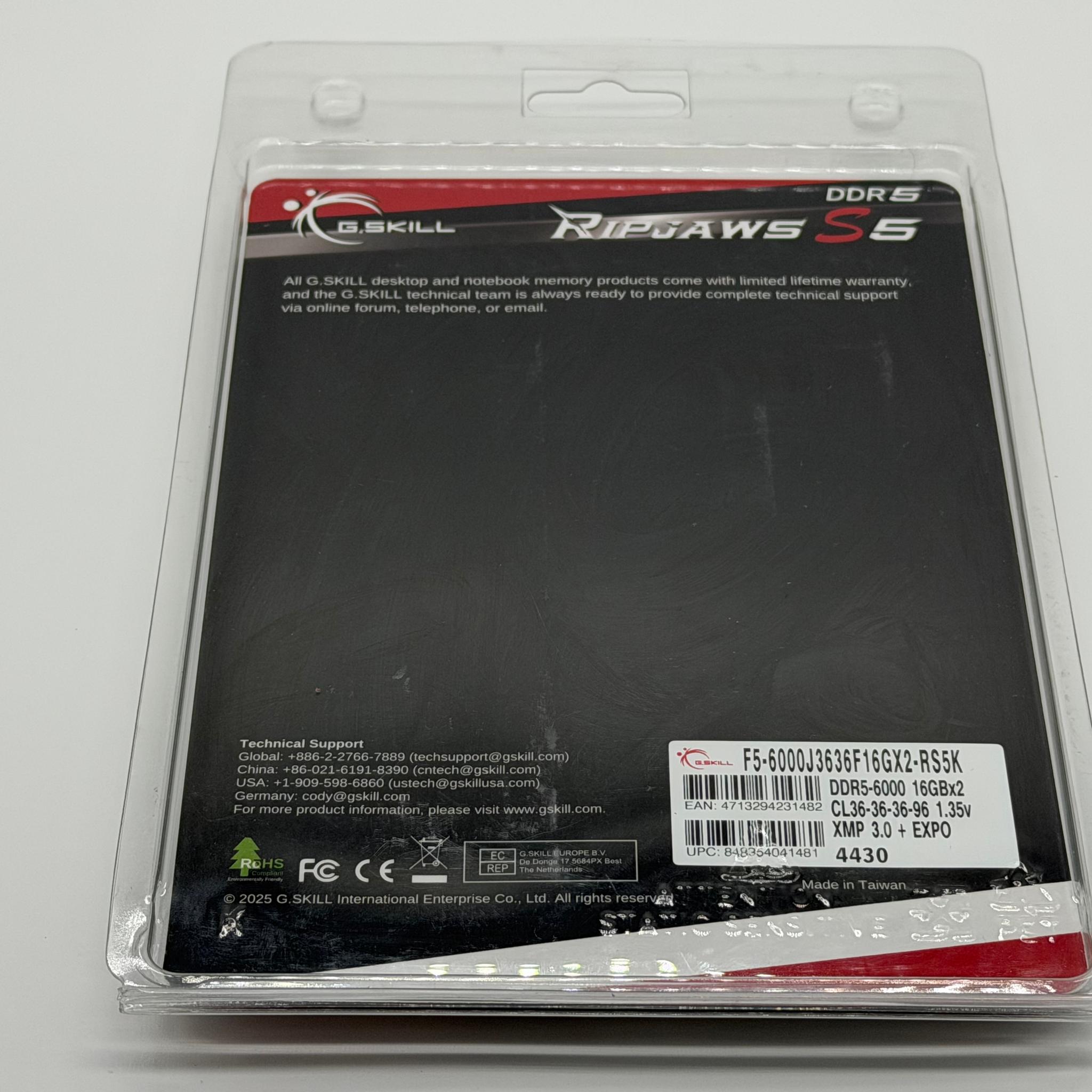 G. SKILL Ripjaws S5 32GB (2 x 16GB) Memory Kit (F5-6000J3636F16GX2-RS5K)