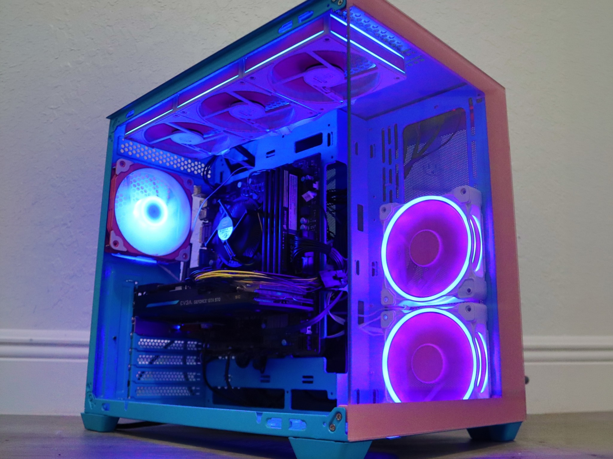 Gaming PC - GTX 970, I7-3770, 32GB DDR3, WIFI, BLUETOOTH, ARGB, BLUE, 128GB SSD, 250GB HDD.