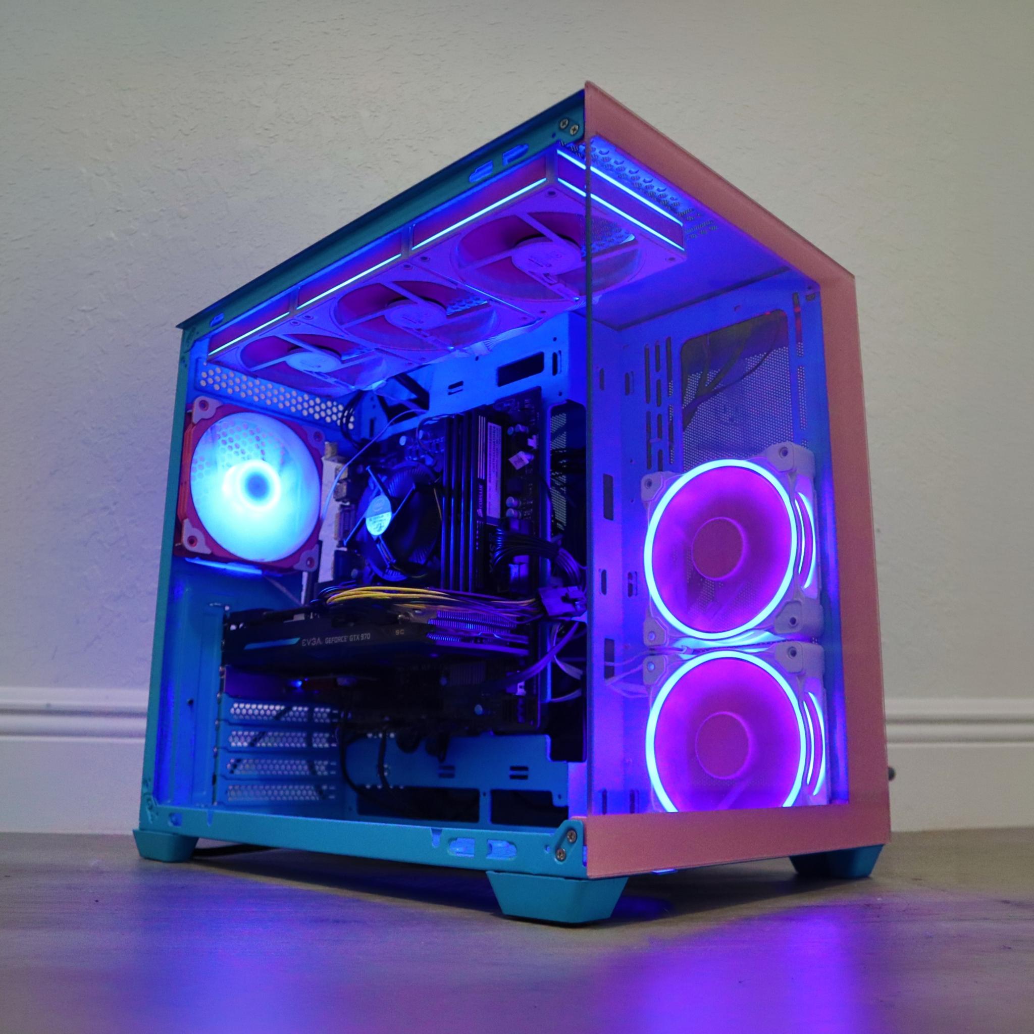 Gaming PC - GTX 970, I7-3770, 32GB DDR3, WIFI, BLUETOOTH, ARGB, BLUE, 128GB SSD, 250GB HDD.