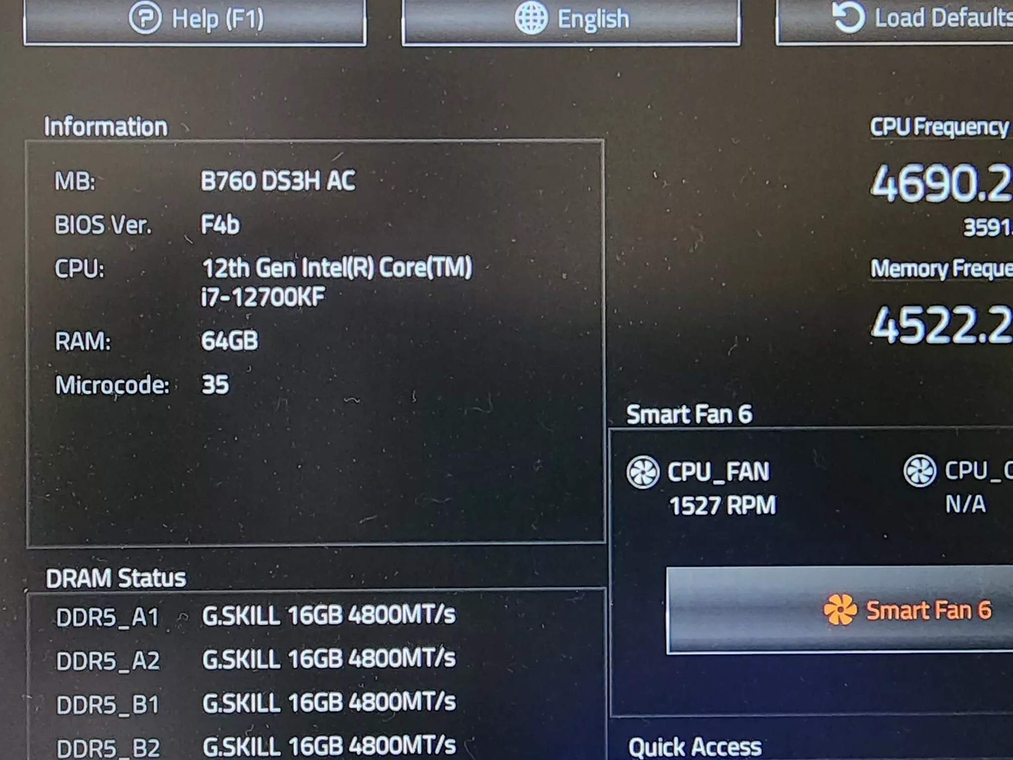 UPDATED BIOS GIGABYTE B760 DS3H AC WIFI DDR5 LGA1700 ATX MOTHERBOARD