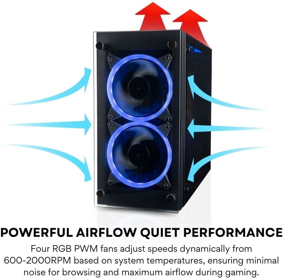 Stratos Mini ITX - Premium Gaming Case - 4x Halo RGB Fans - Fits full size GPUs (Gamemax/OEM)