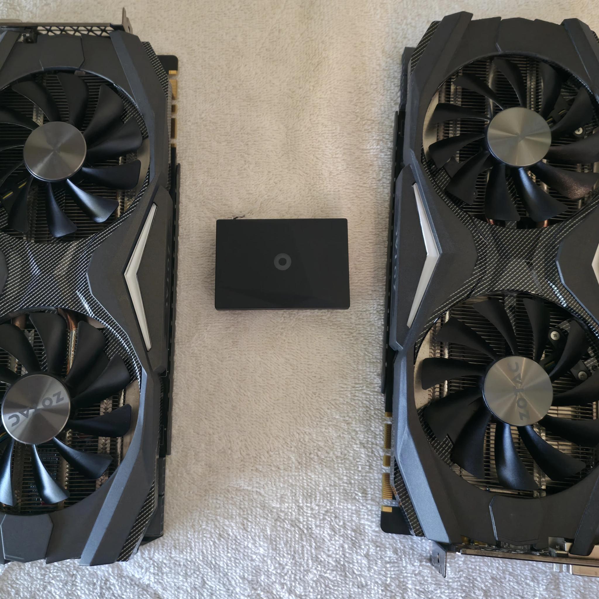 Two (2) ZOTAC GeForce GTX 1080 AMP! graphics cards with SLI bridge