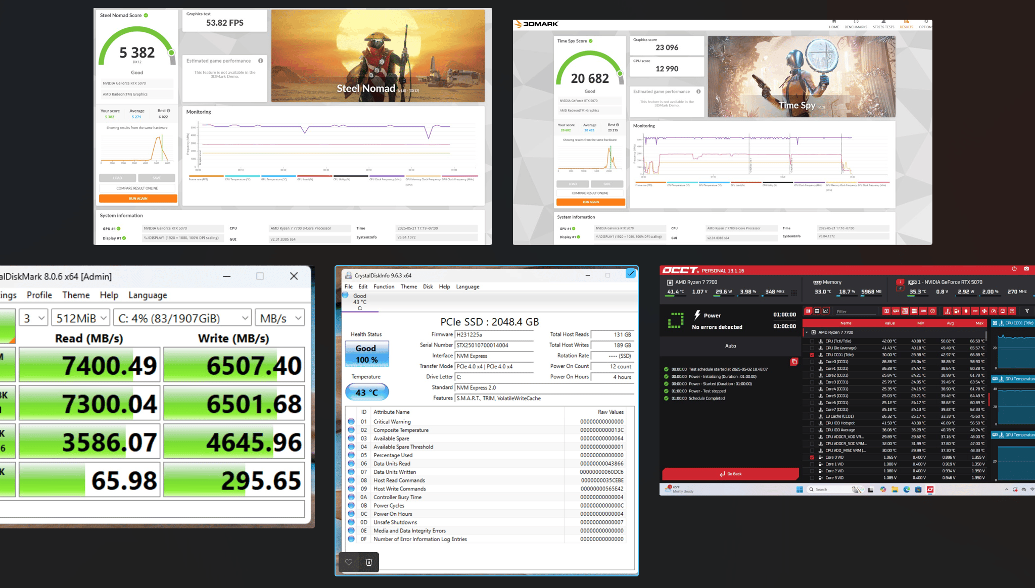 Super!💥 7700|5070|DDR5-32GB|2TB|Temp Display