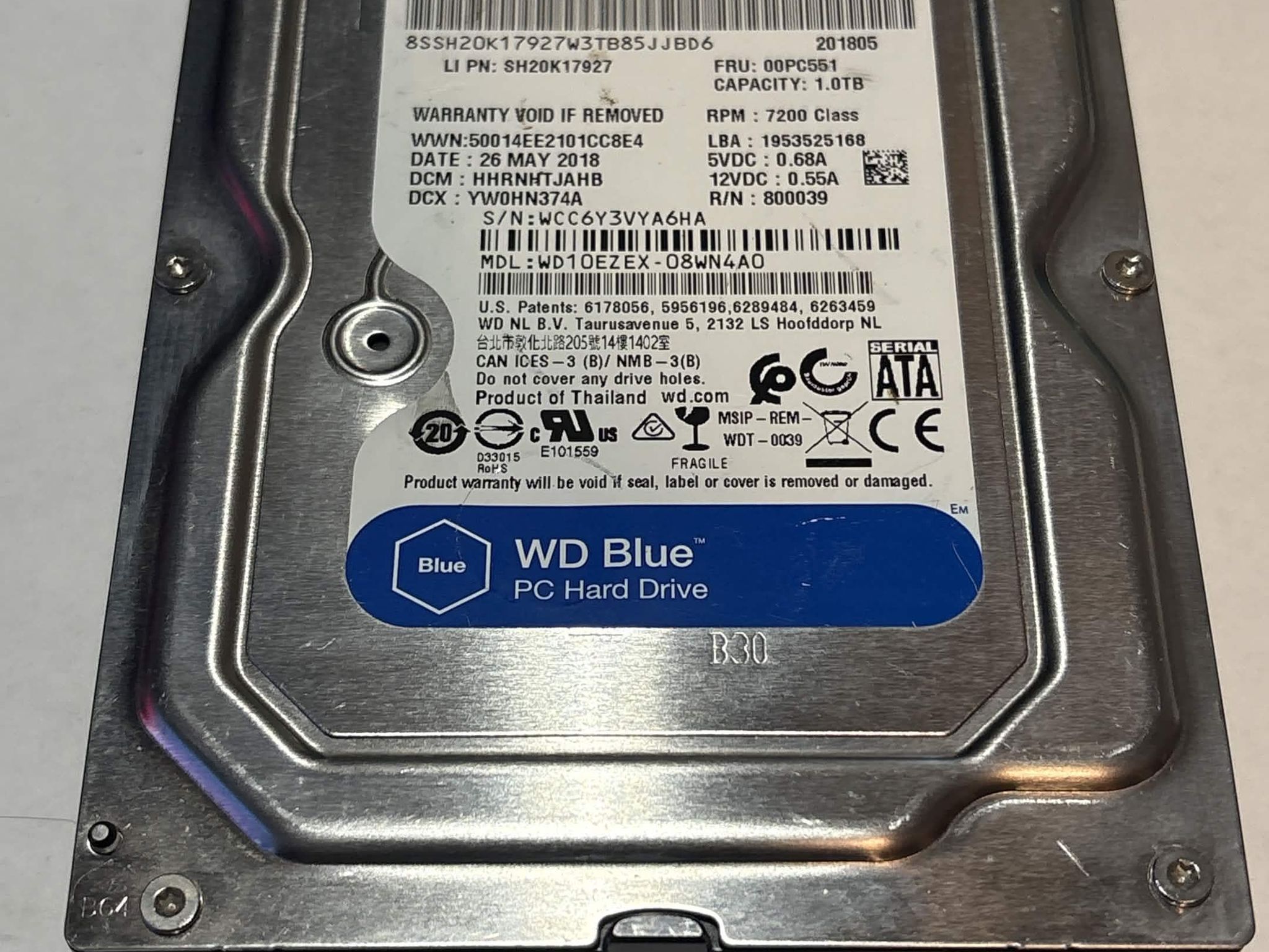 WD Blue 1TB 7200RPM SATA Hard Drive | Tested & Healthy
