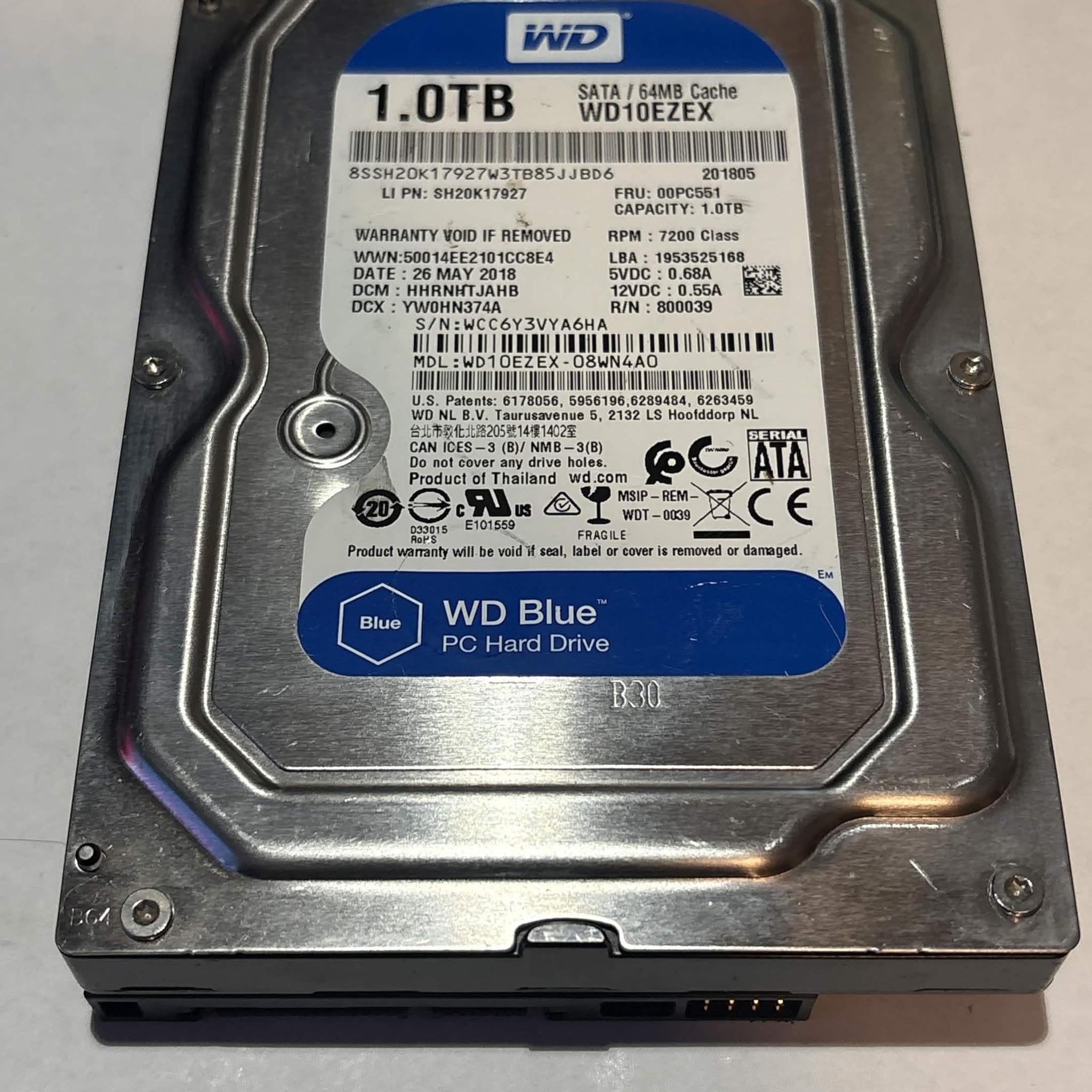 WD Blue 1TB 7200RPM SATA Hard Drive | Tested & Healthy