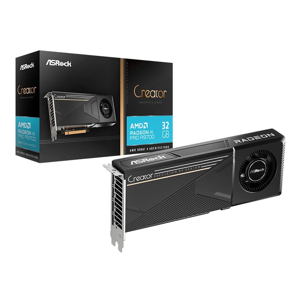 ASRock AMD Radeon AI PRO R9700 Creator 32GB GDDR6 PCIe 5.0 Graphics Card | 2 Year Warranty