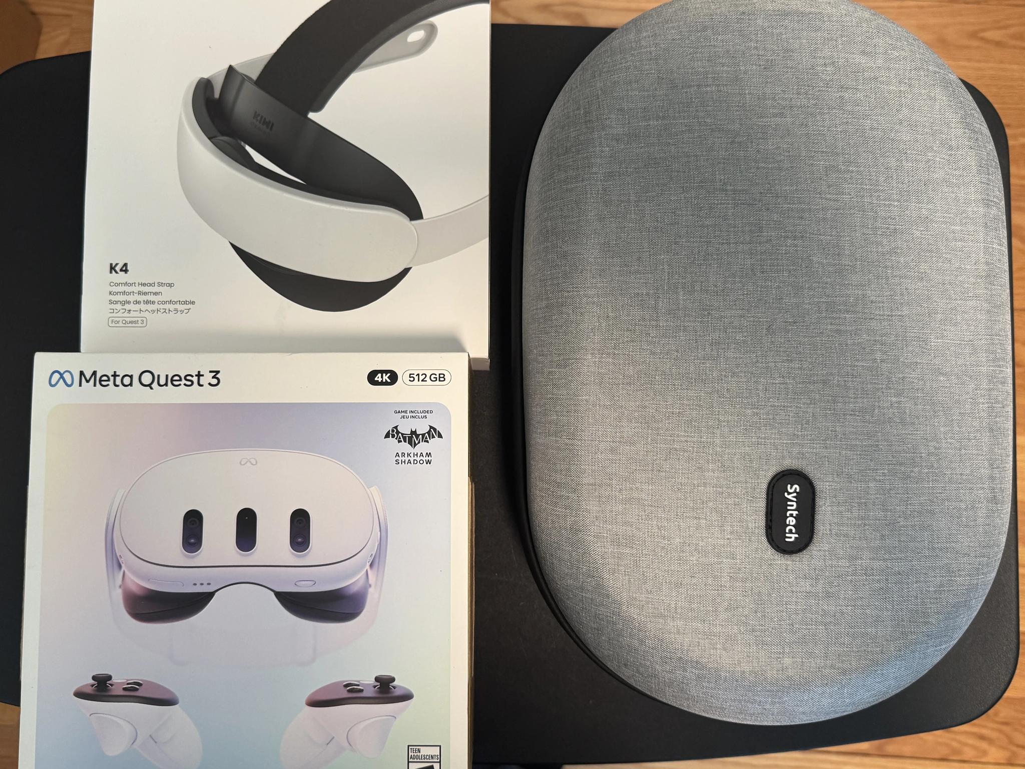 Meta Quest 3 512GB + KIWI K4 Head Strap + Syntech Hard Carrying Case (Bundle)