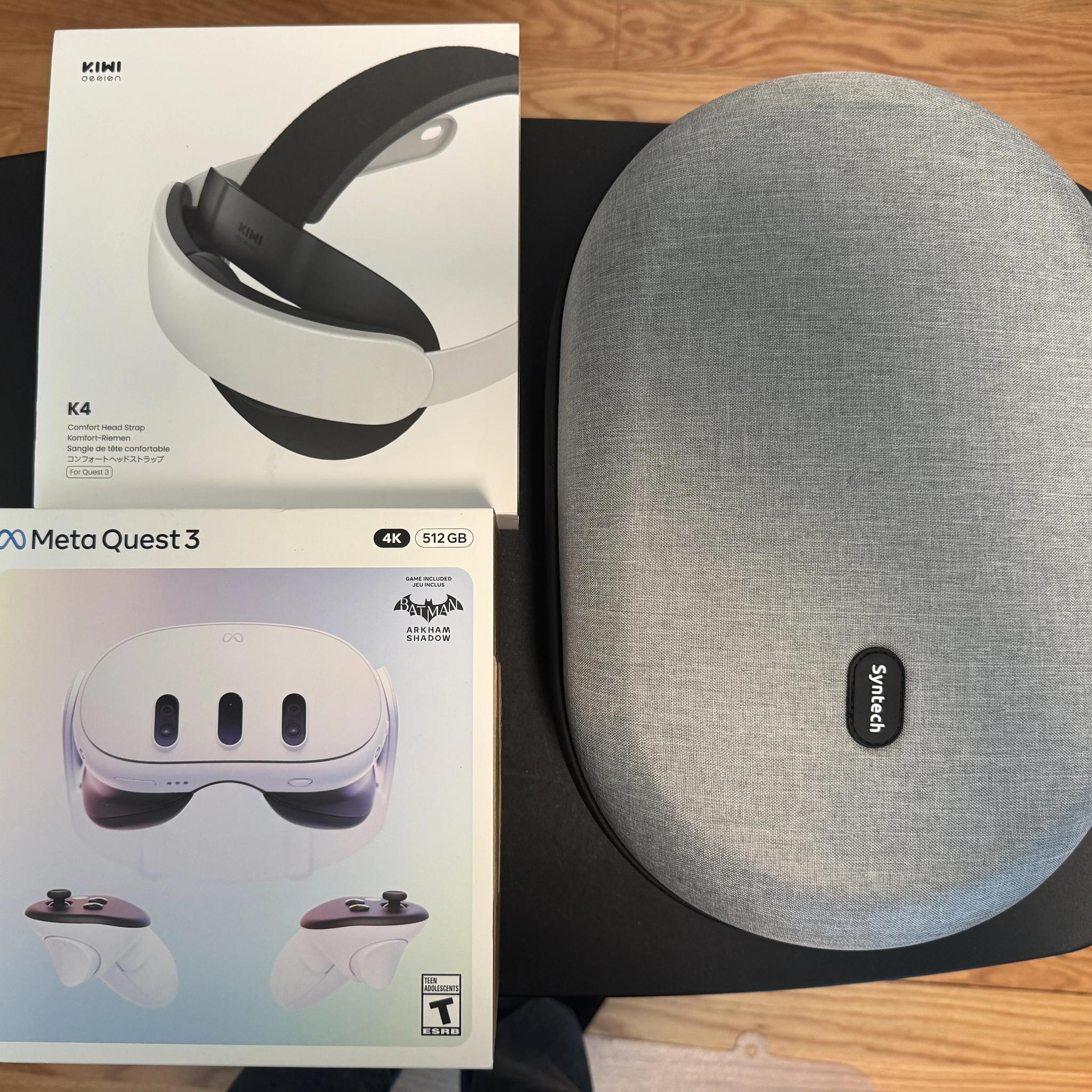 Meta Quest 3 512GB + KIWI K4 Head Strap + Syntech Hard Carrying Case (Bundle)