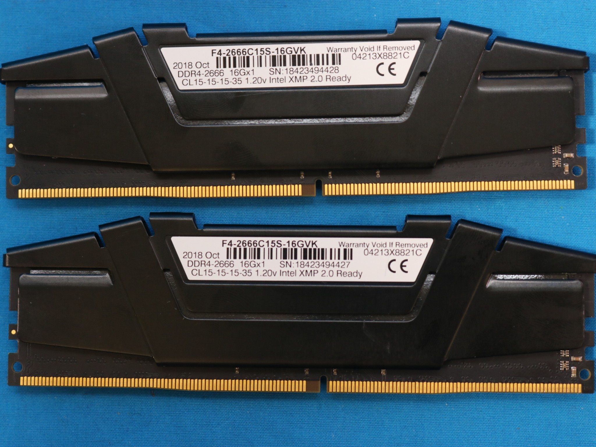 G.Skill RipJaws V Series 32GB (2x16GB) DDR4-2666MHz CL15 1.20V Desktop RAM F4-2666C15S-16GVK