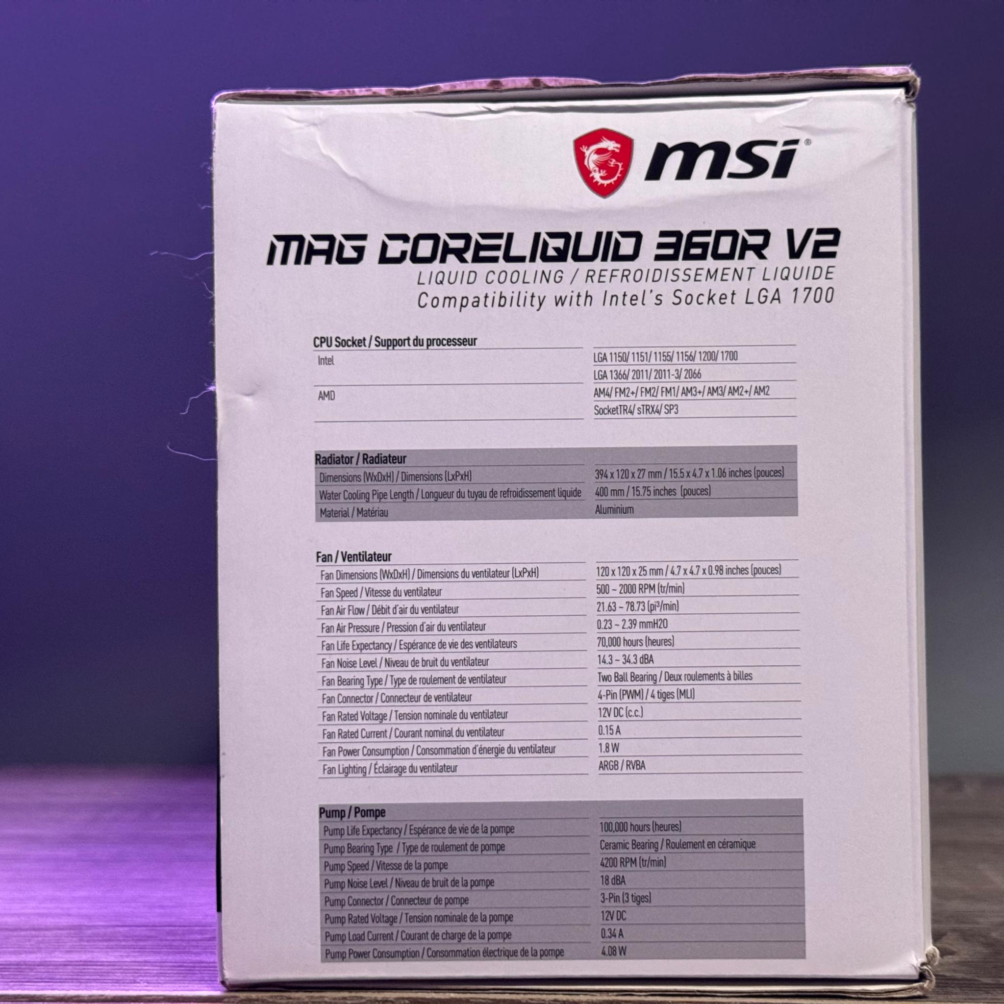 *NEW-OPEN BOX* MSI MAG CORELIQUID 360R AIO ARGB CPU Liquid Cooler LGA 1700 & AM4