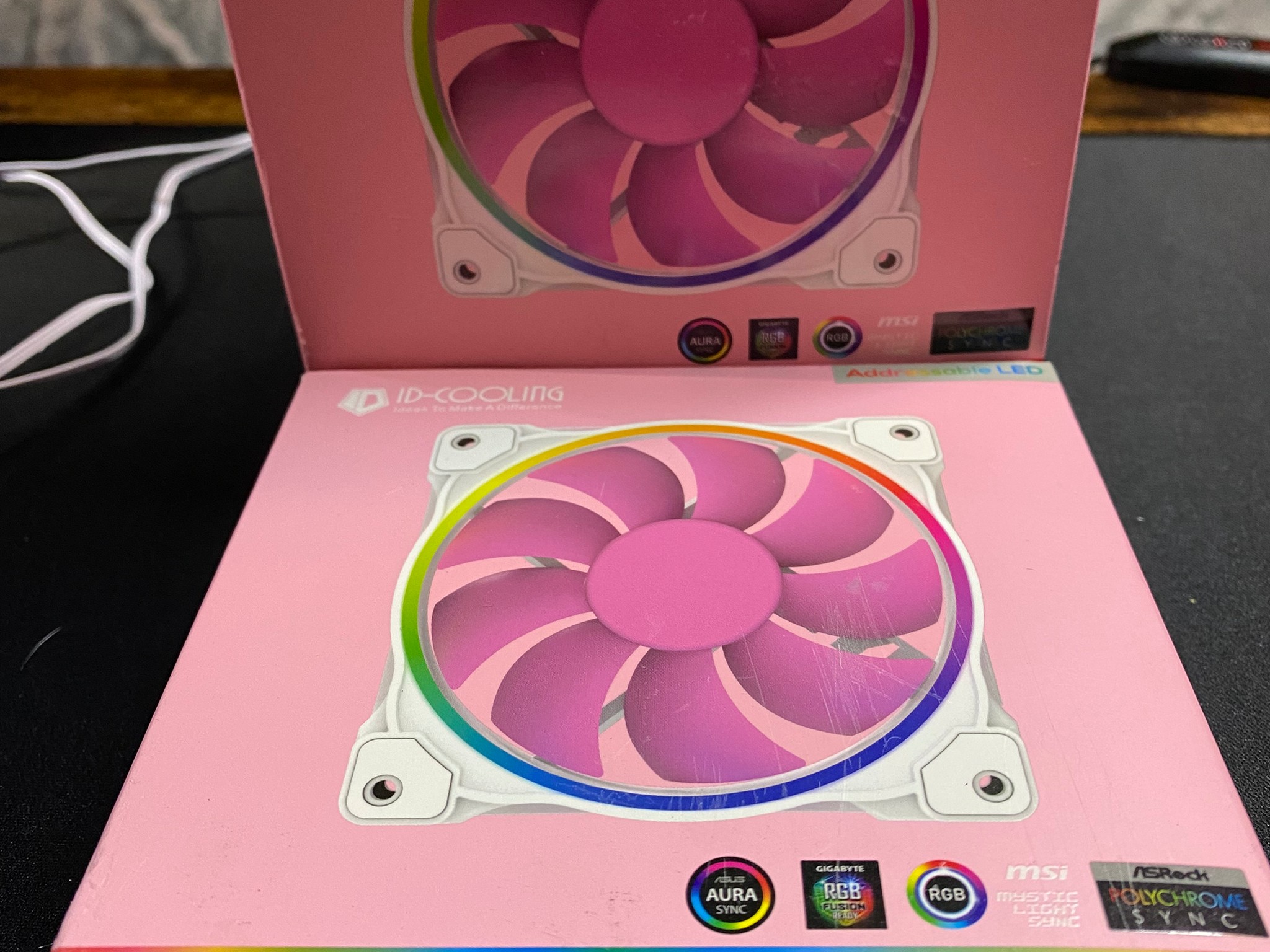 ID Cooling Pink/White ARGB 120mm Ring Fan 2x