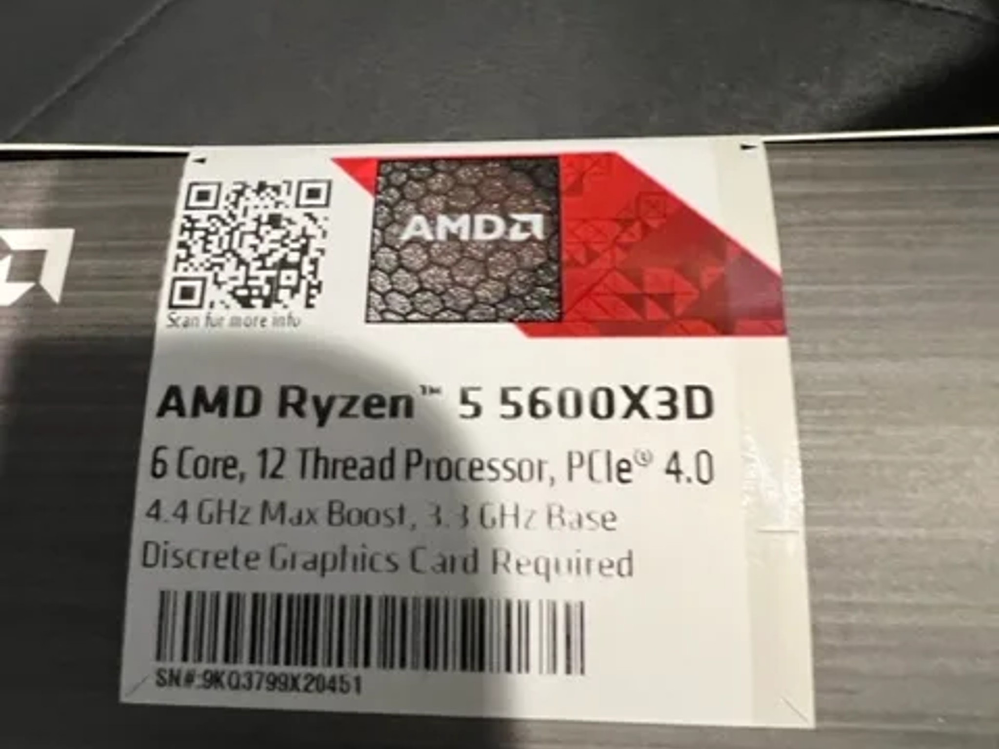 AMD Ryzen 5 5600X3D Vermeer AM4 3.3GHz 6-Core Boxed Processor - Heatsink Not Included