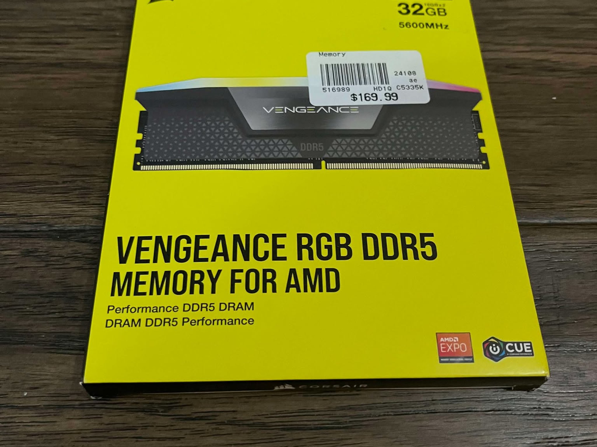 VENGEANCE RGB 32GB (2x16GB) DDR5 DRAM 5600MT/s CL36