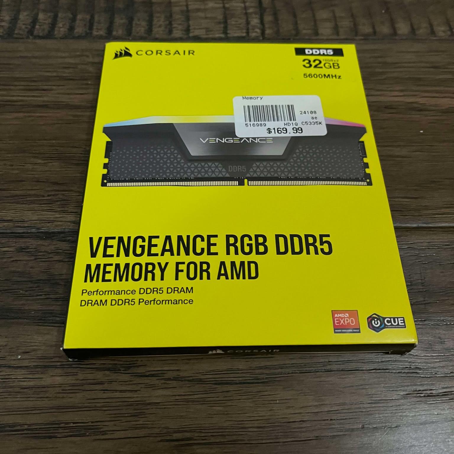 VENGEANCE RGB 32GB (2x16GB) DDR5 DRAM 5600MT/s CL36