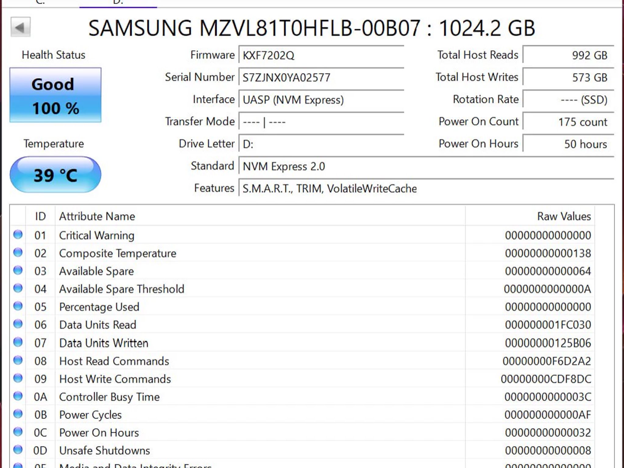 Samsung MZVL81T0HFLB 1TB NVMe SSD