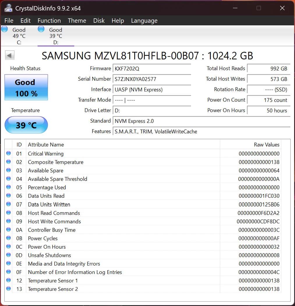 Samsung MZVL81T0HFLB 1TB NVMe SSD