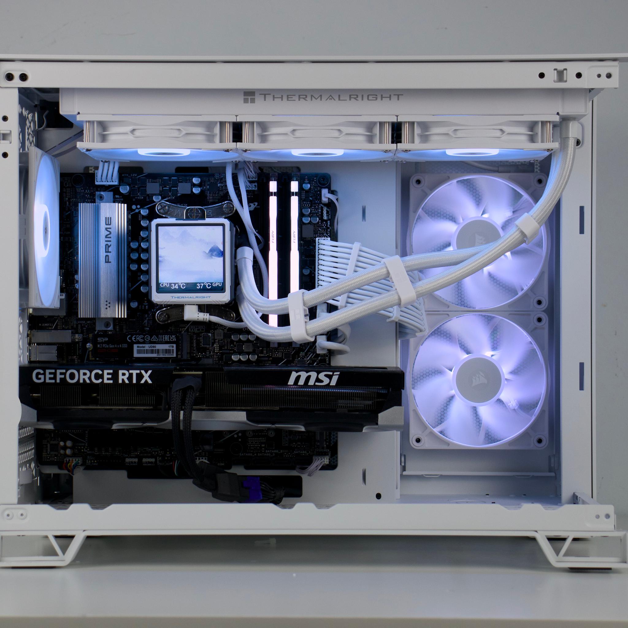 ☁️ Clean White PC | RTX 5070 12GB, Ryzen 5 7600X, 32GB DDR5, 1TB NVMe, LCD AIO | Gaming PC ☁️