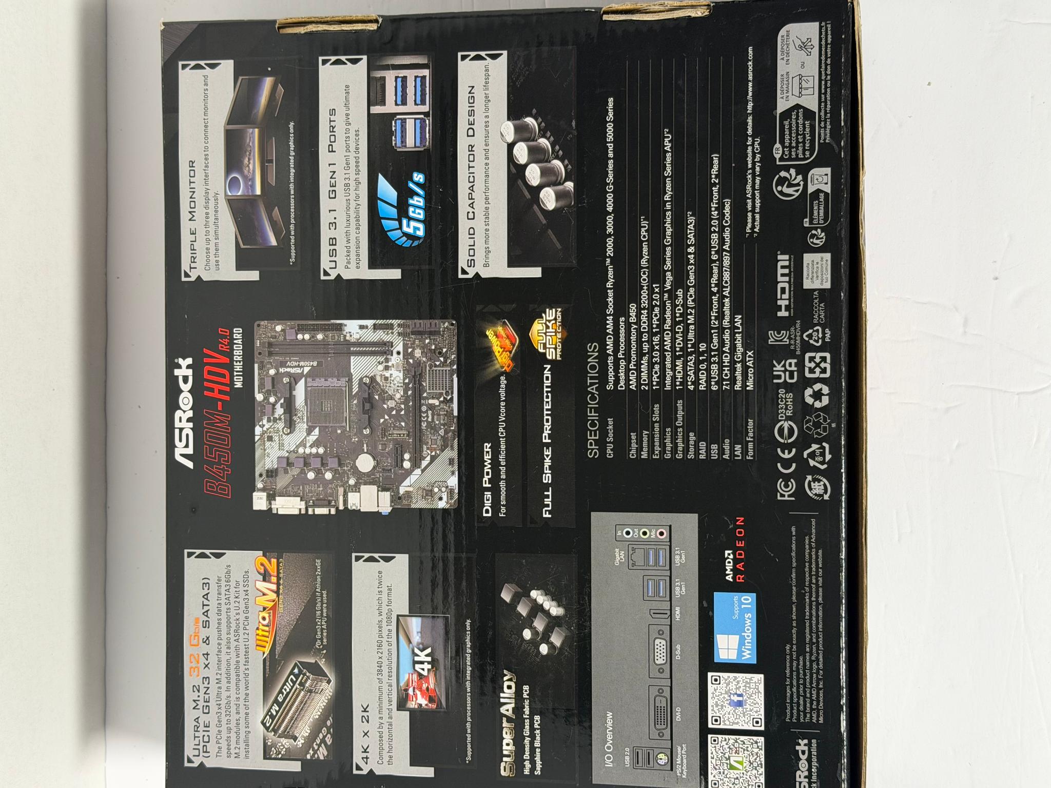 ASRock AMD B450M-HDV R4.0 AM4 Socket Ryzen DDR4 Motherboard