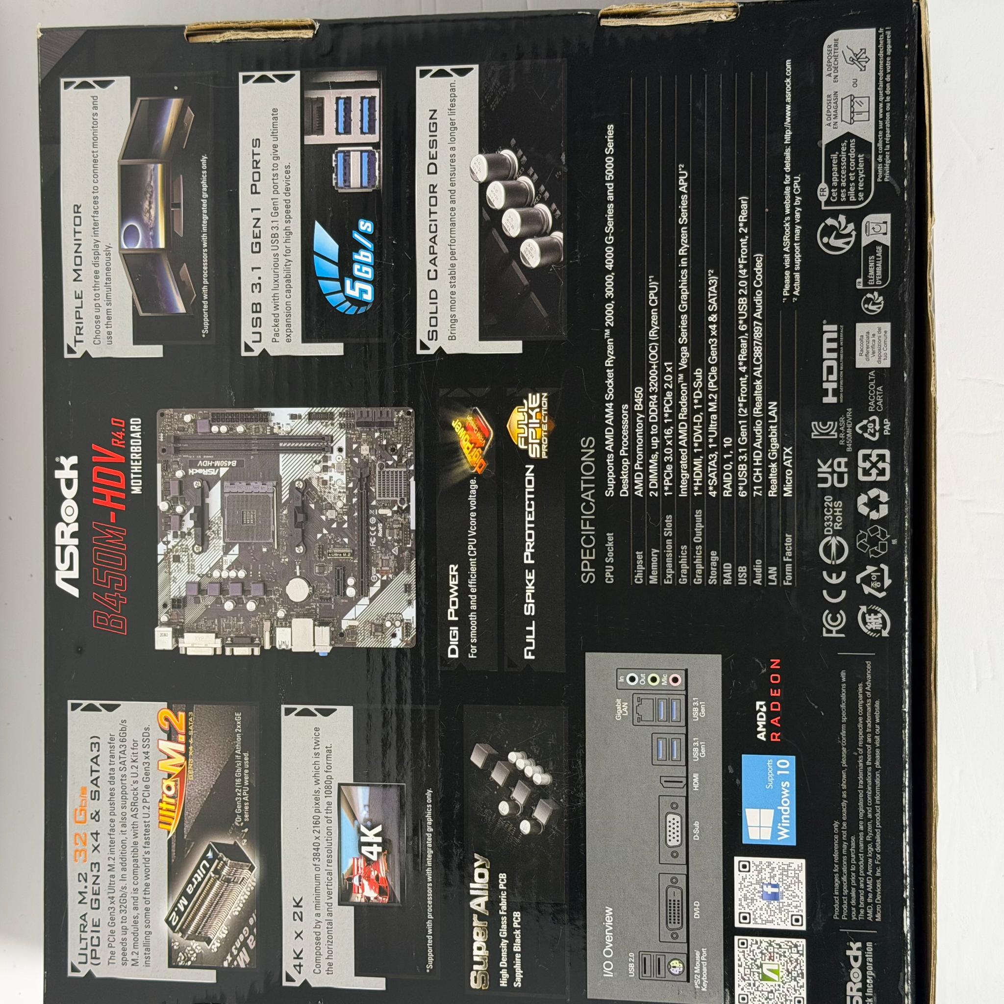 ASRock AMD B450M-HDV R4.0 AM4 Socket Ryzen DDR4 Motherboard