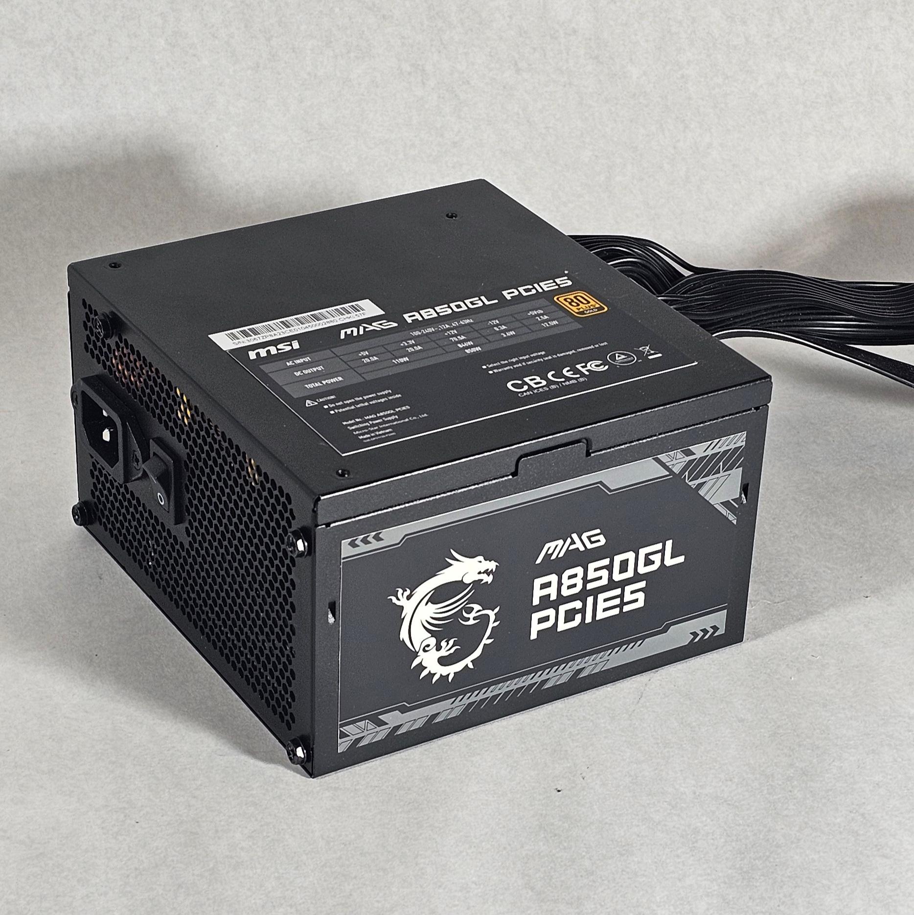 850 Watt PSU 80+ Gold MSI MAG A850GL PCIE5 Power Supply