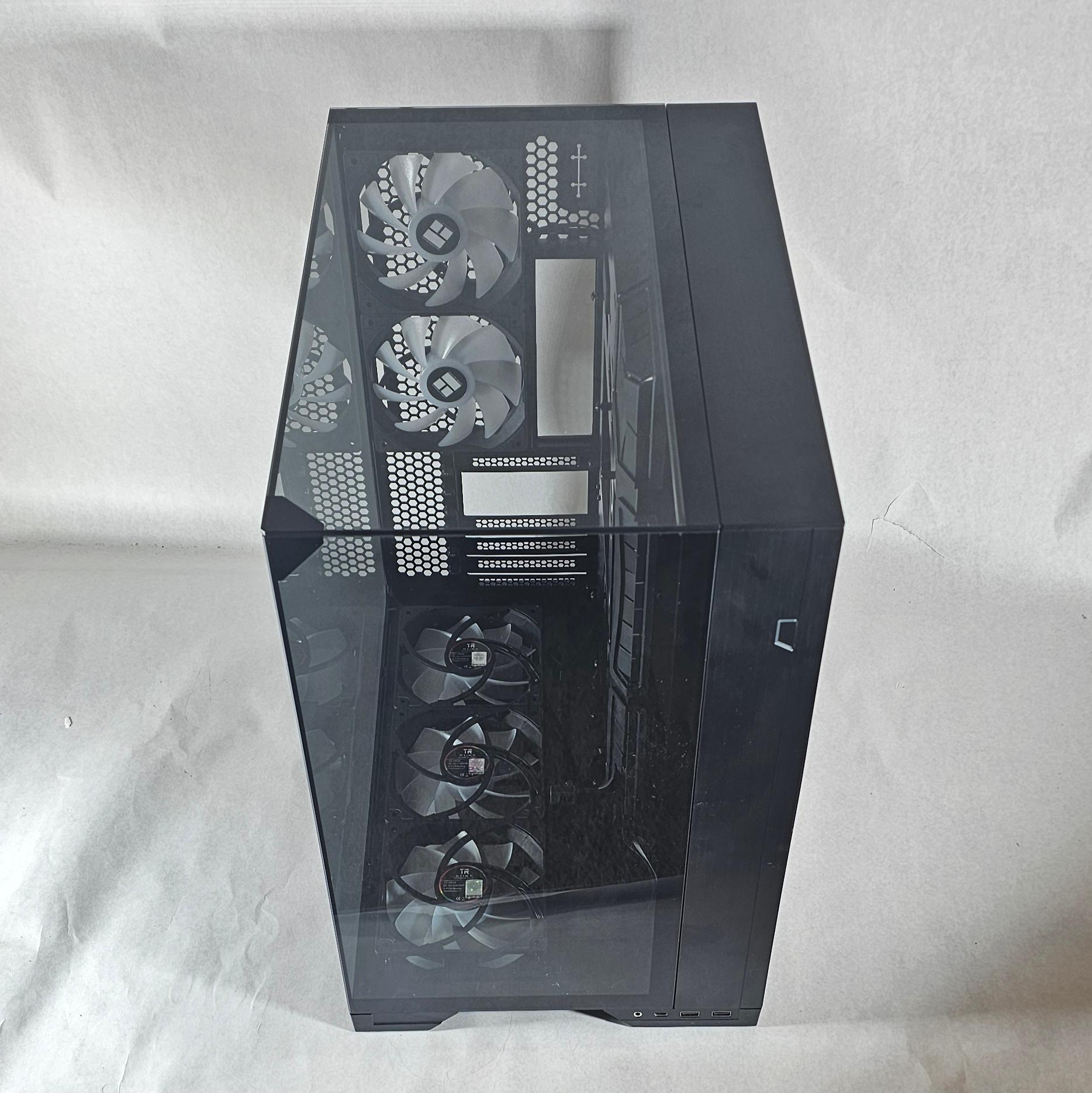 Black PC Case with Tempered Glass w/ 5 Fans
