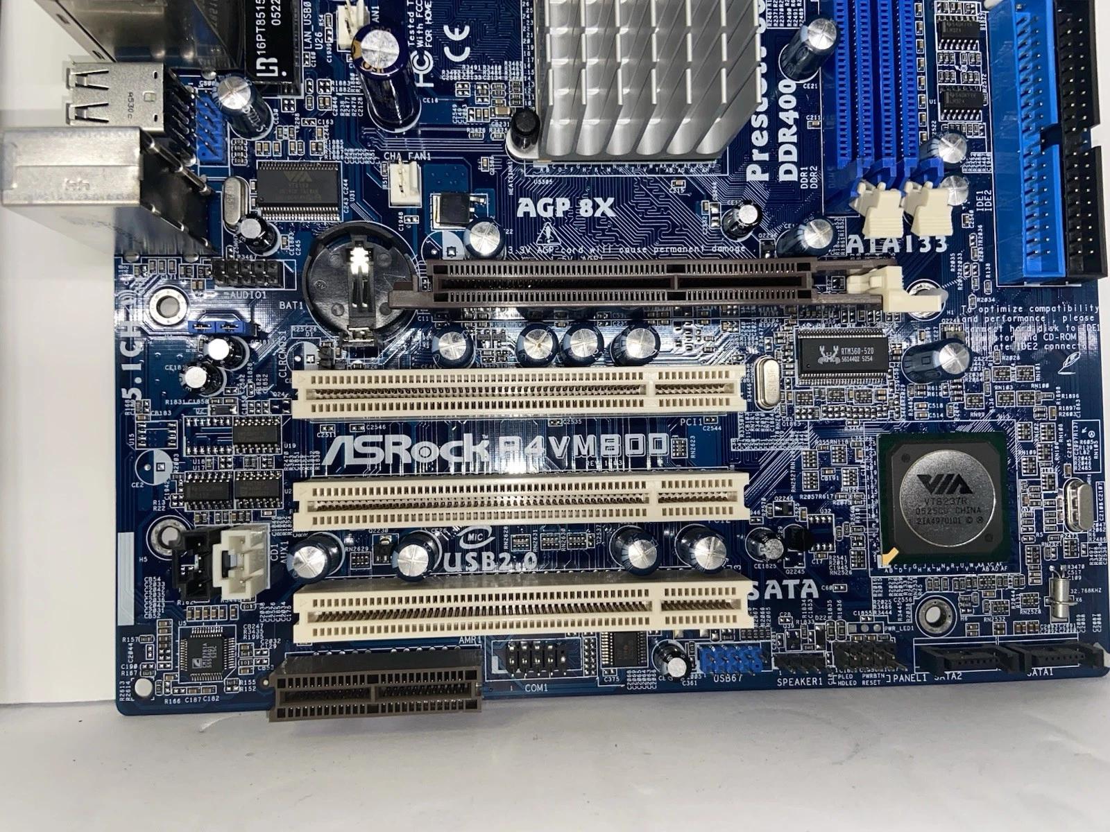 ASRock P4VM800 MicroATX Socket 478 DDR AGP PCI Motherboard w/ I/O Shield