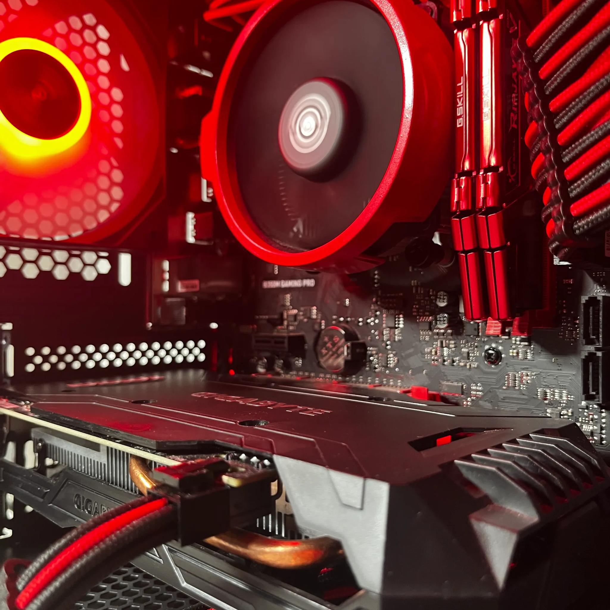 🔴⚫Red and Black Budget Baller🔴⚫ Ryzen 3 2200G | GTX 1060 | Fishtank Meta Case