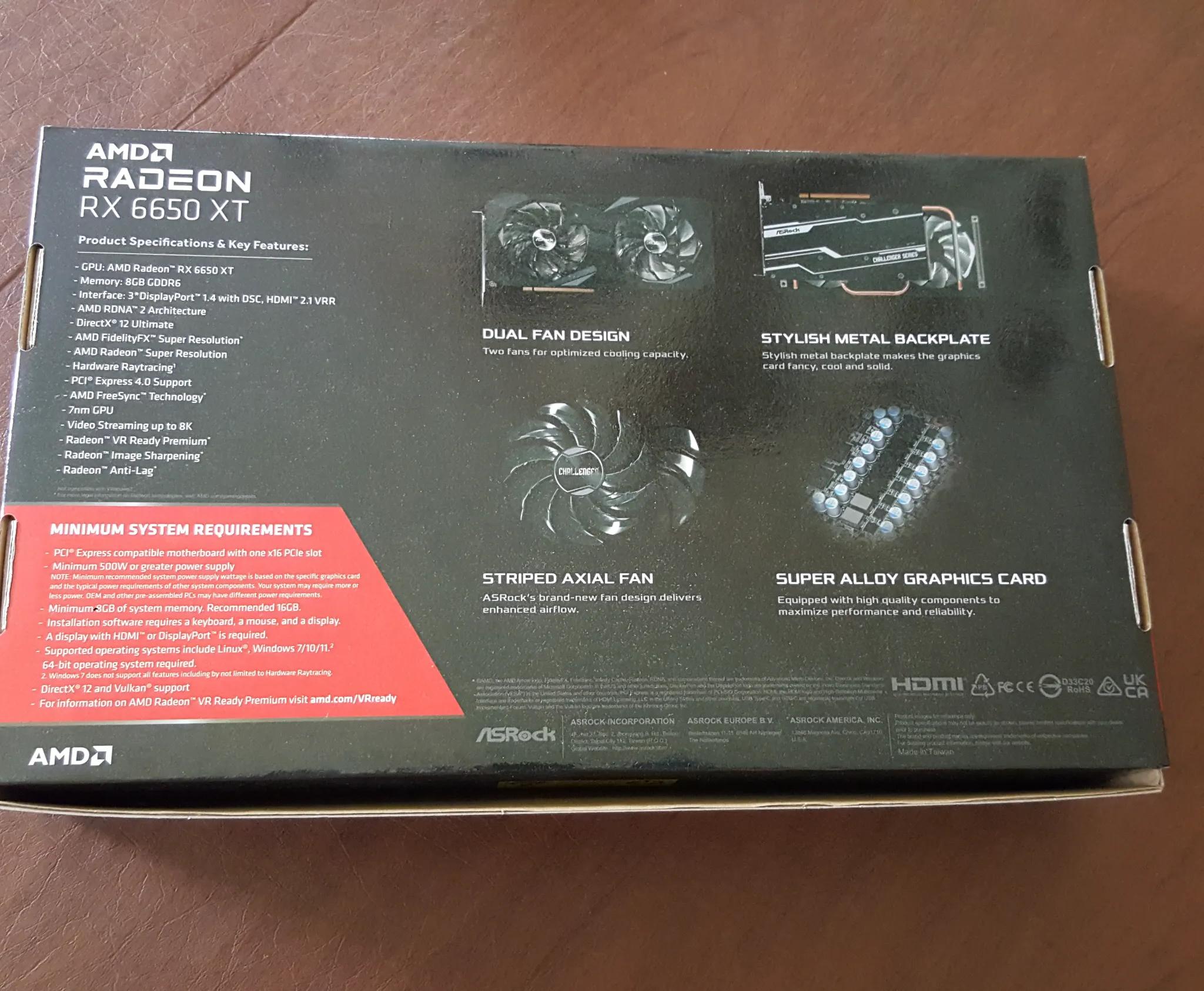 AMD RADEON RX 6650 XT 8GB ASROCK CHALLENGER D OC