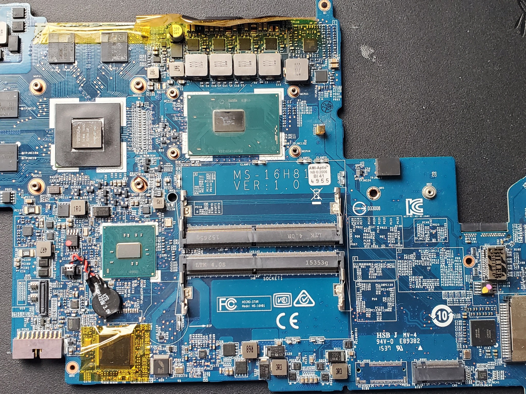 MSI PX60 6QD Intel i7-6700HQ 2.6Ghz Motherboard GTX 950M 2GB MS-16H81