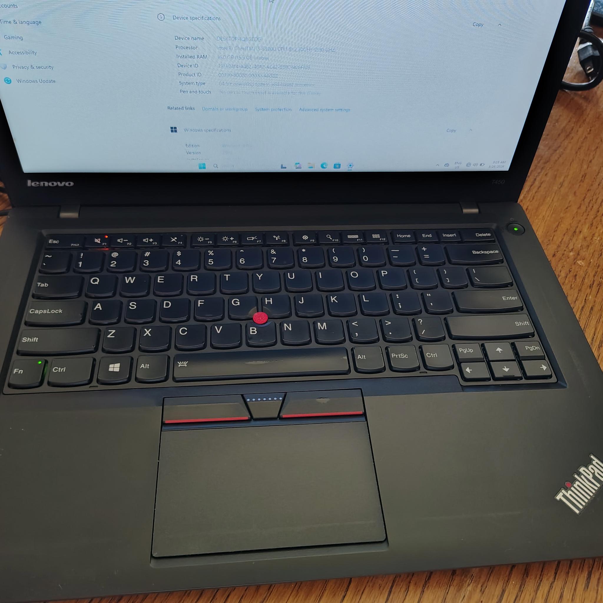 Lenovo T450 running Windows 11