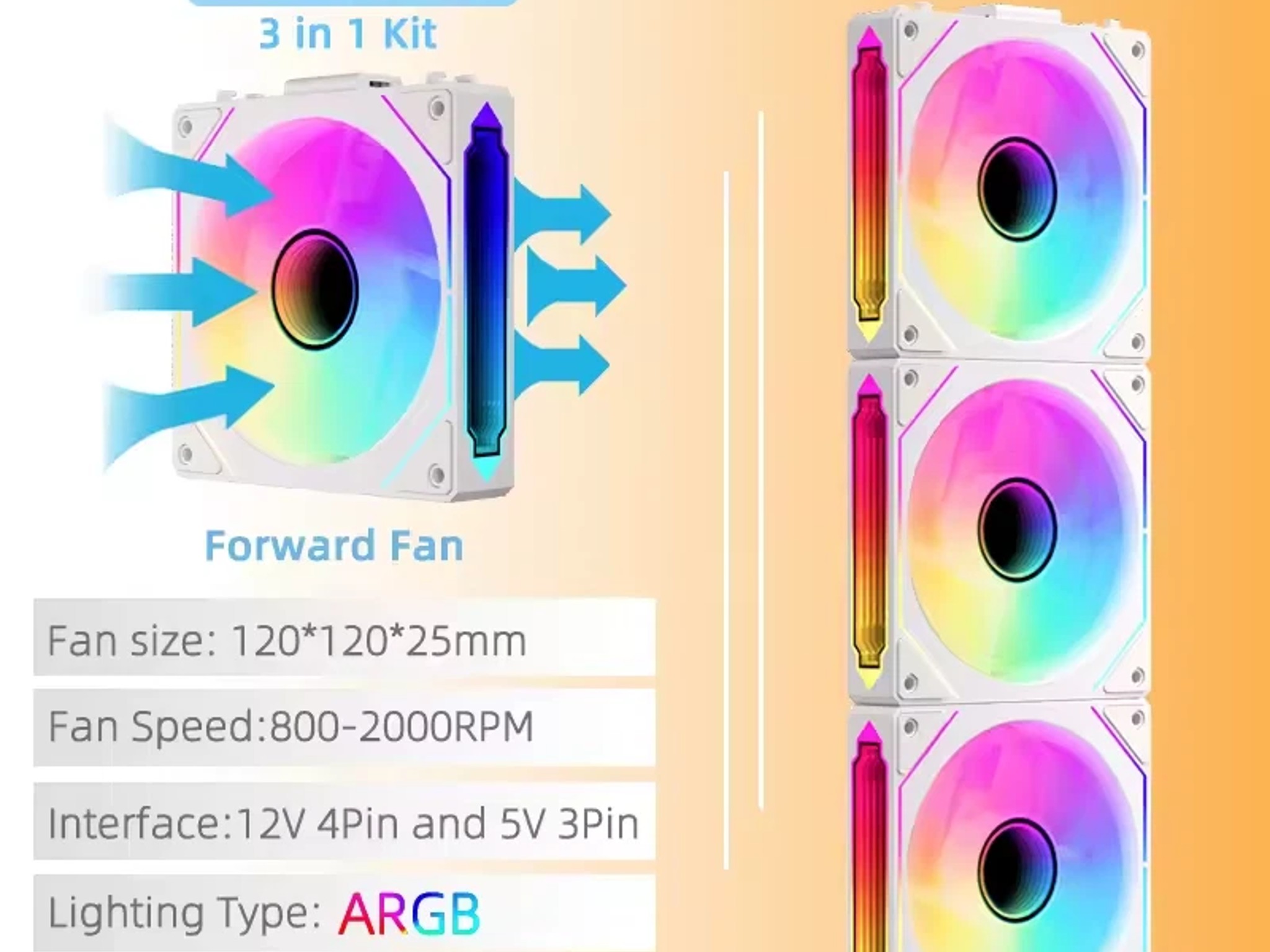 TEUCER DL-1 ARGB PC Fan Kit 3 in 1 RGB Wireless Modular Prism Fan x3 fans pack