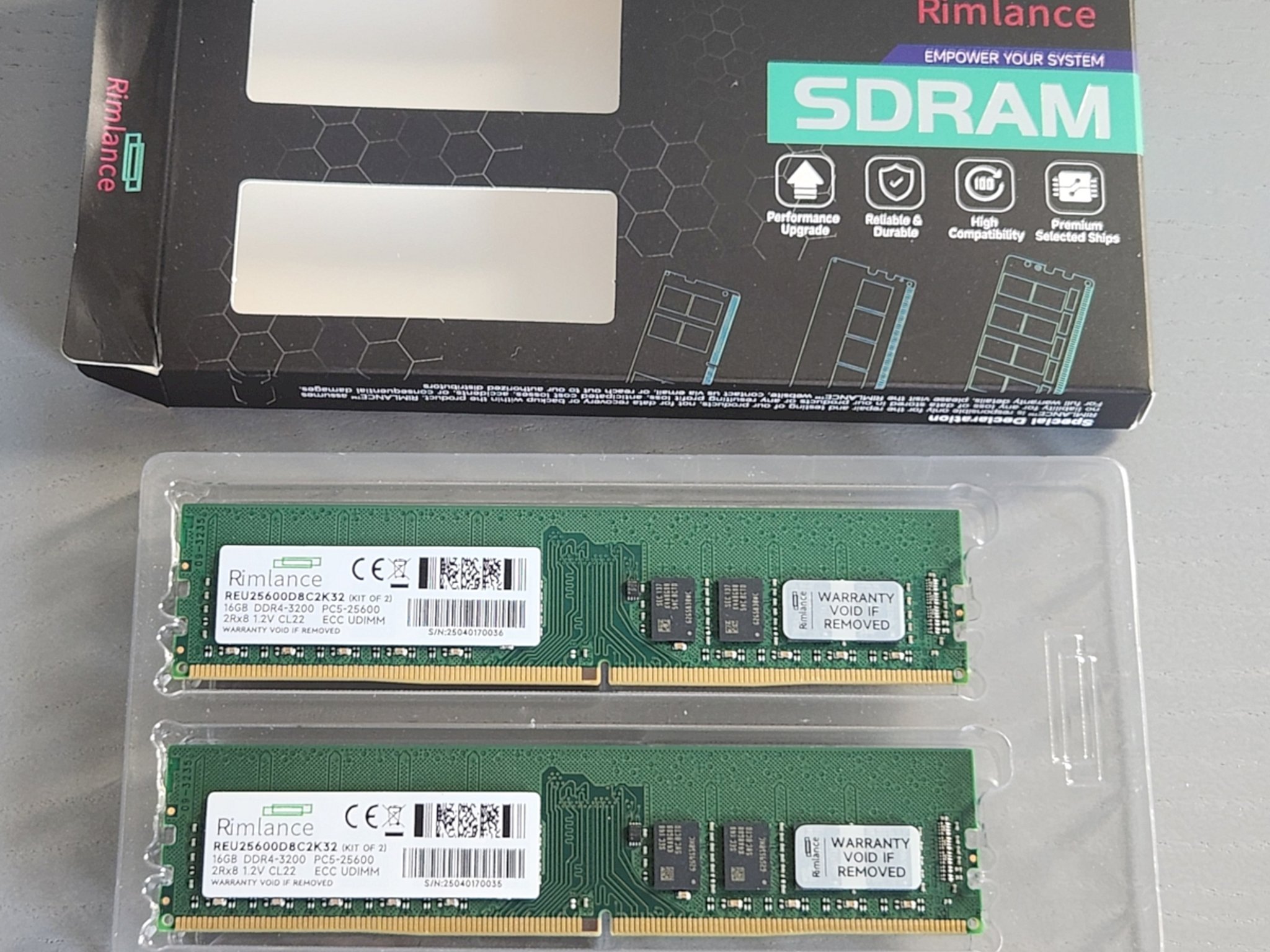 Rimlance 32GB (2x16GB) ECC DDR4 3200MT 1.2V Kit - compatible with Ryzen AM4 motherboards