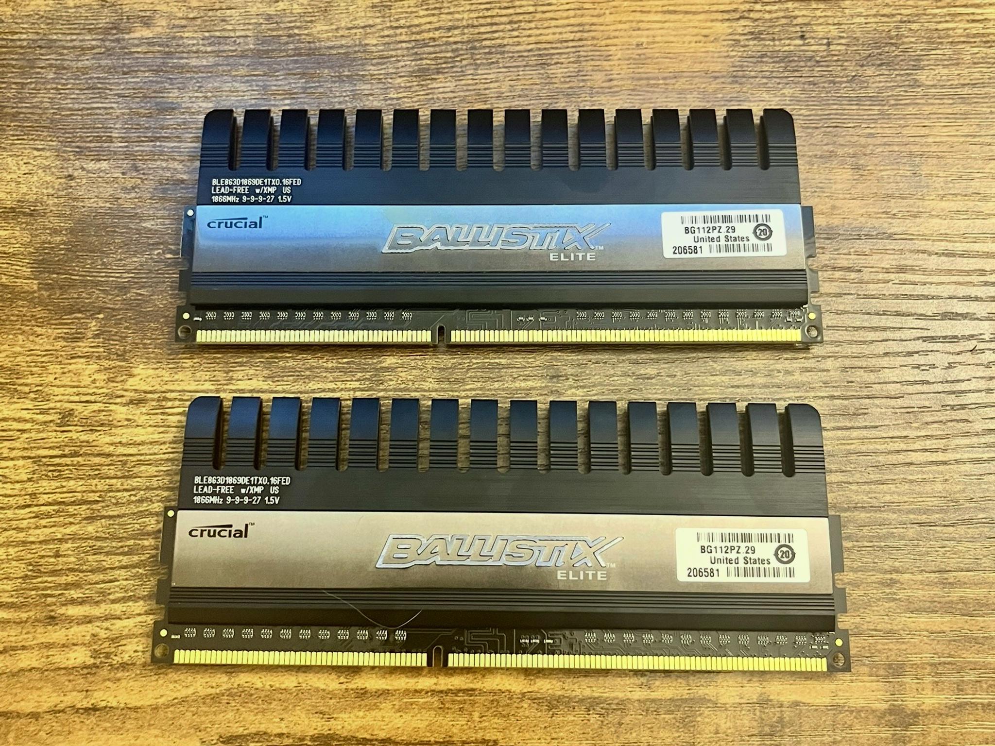 Crucial Ballistix Elite 16 GB (2 x 8 GB) DDR3-1866 CL9 Memory