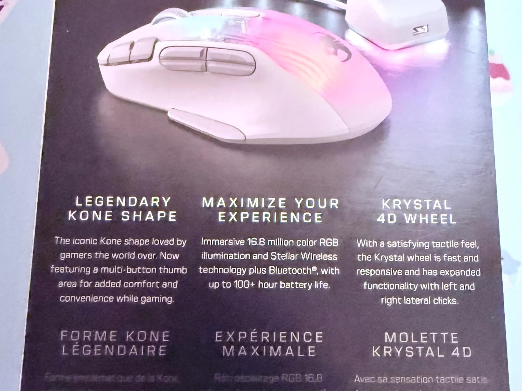 BNIB ROCCAT Kone XP Air – Wireless Customizable Ergonomic RGB Gaming Mouse - White