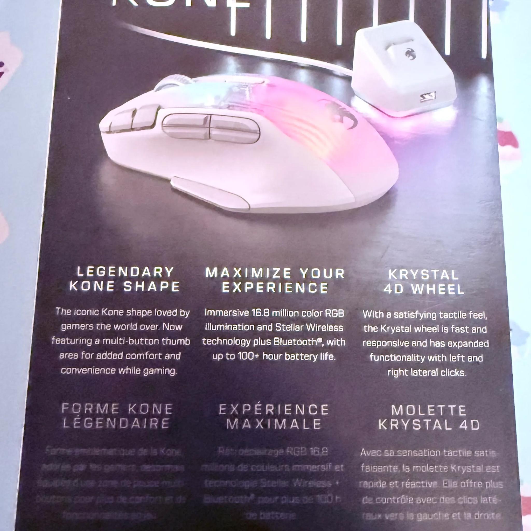 BNIB ROCCAT Kone XP Air – Wireless Customizable Ergonomic RGB Gaming Mouse - White