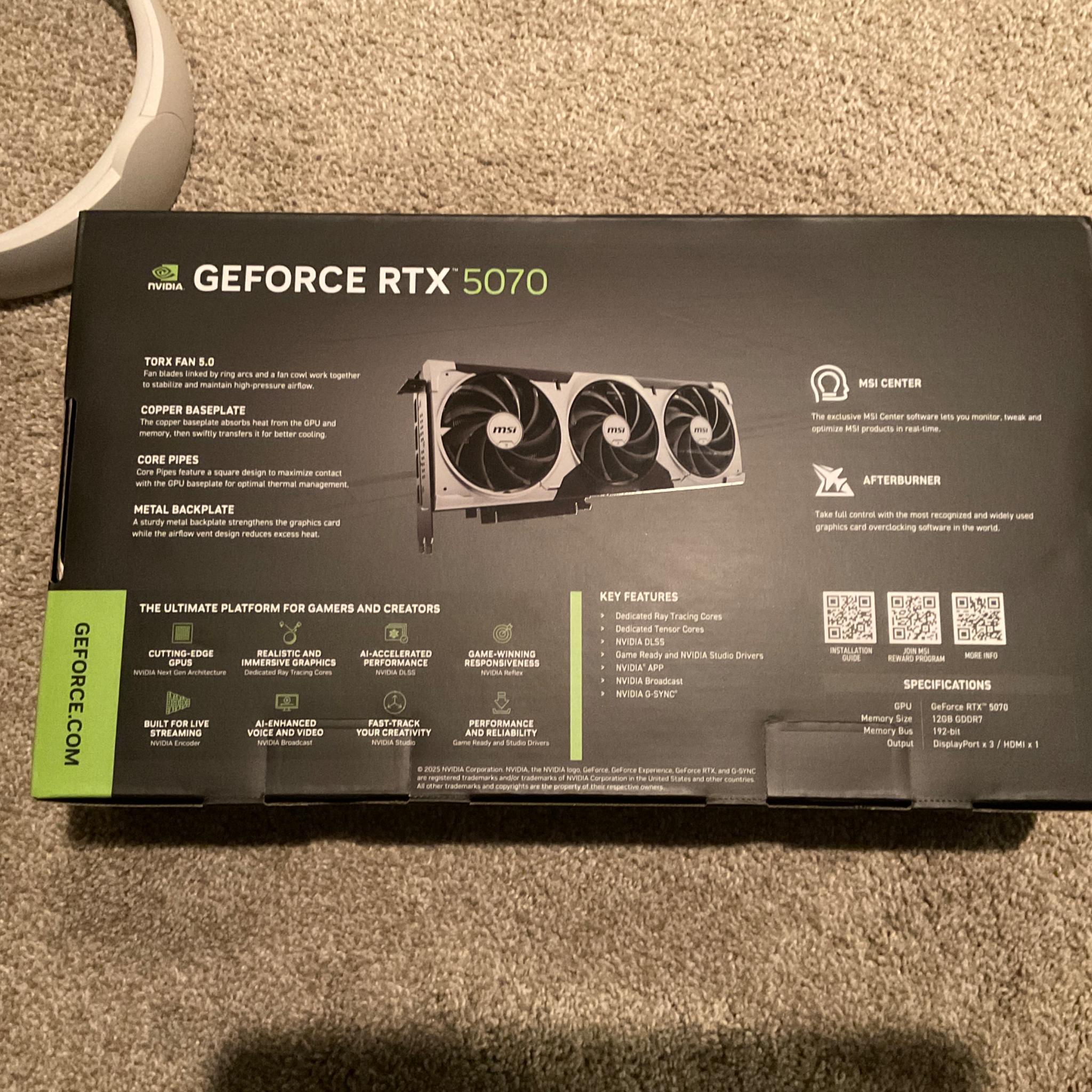 RTX 5070 NEW IN BOX WITH 2 YEAR WARRANTY