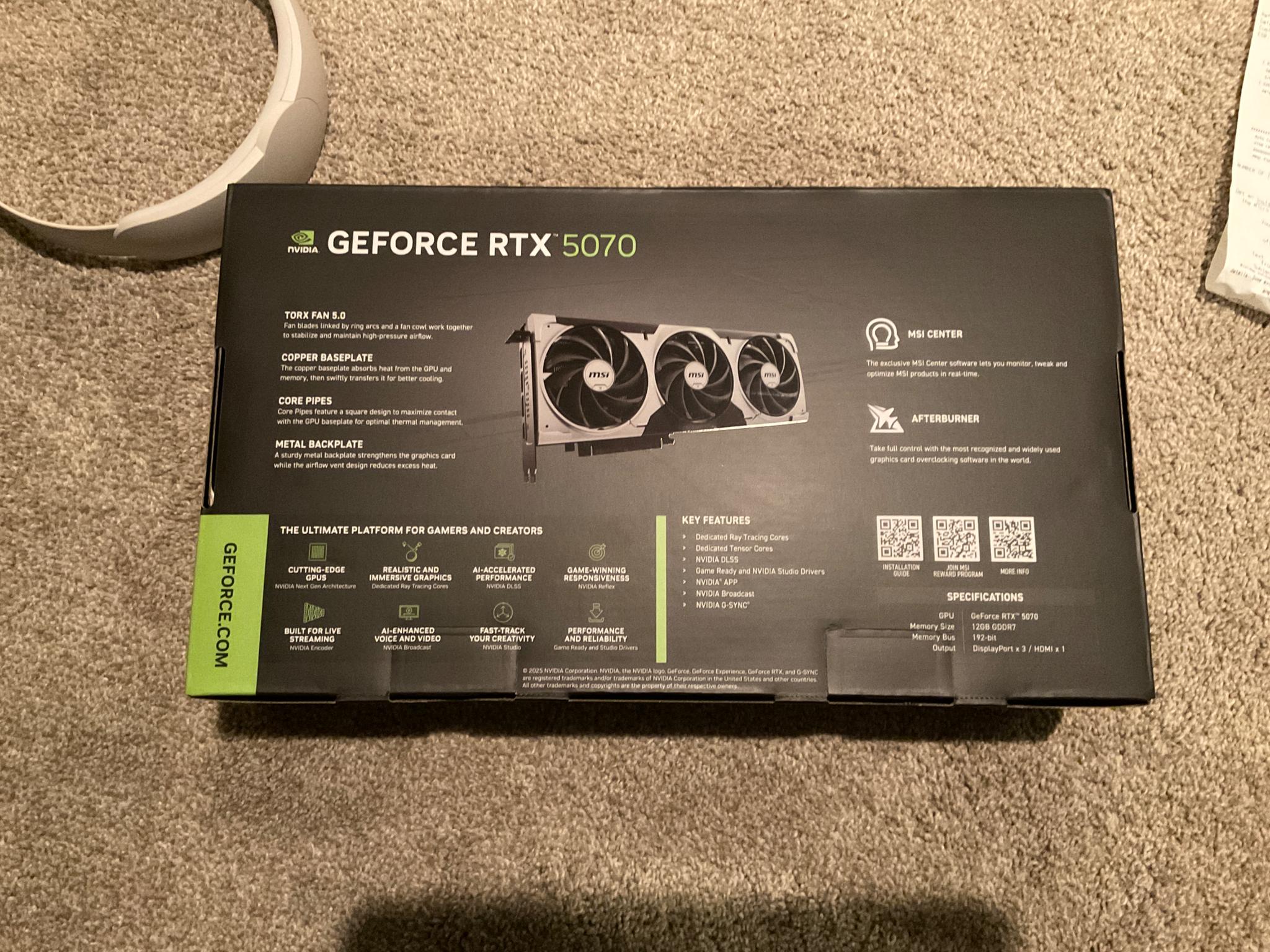 RTX 5070 NEW IN BOX WITH 2 YEAR WARRANTY