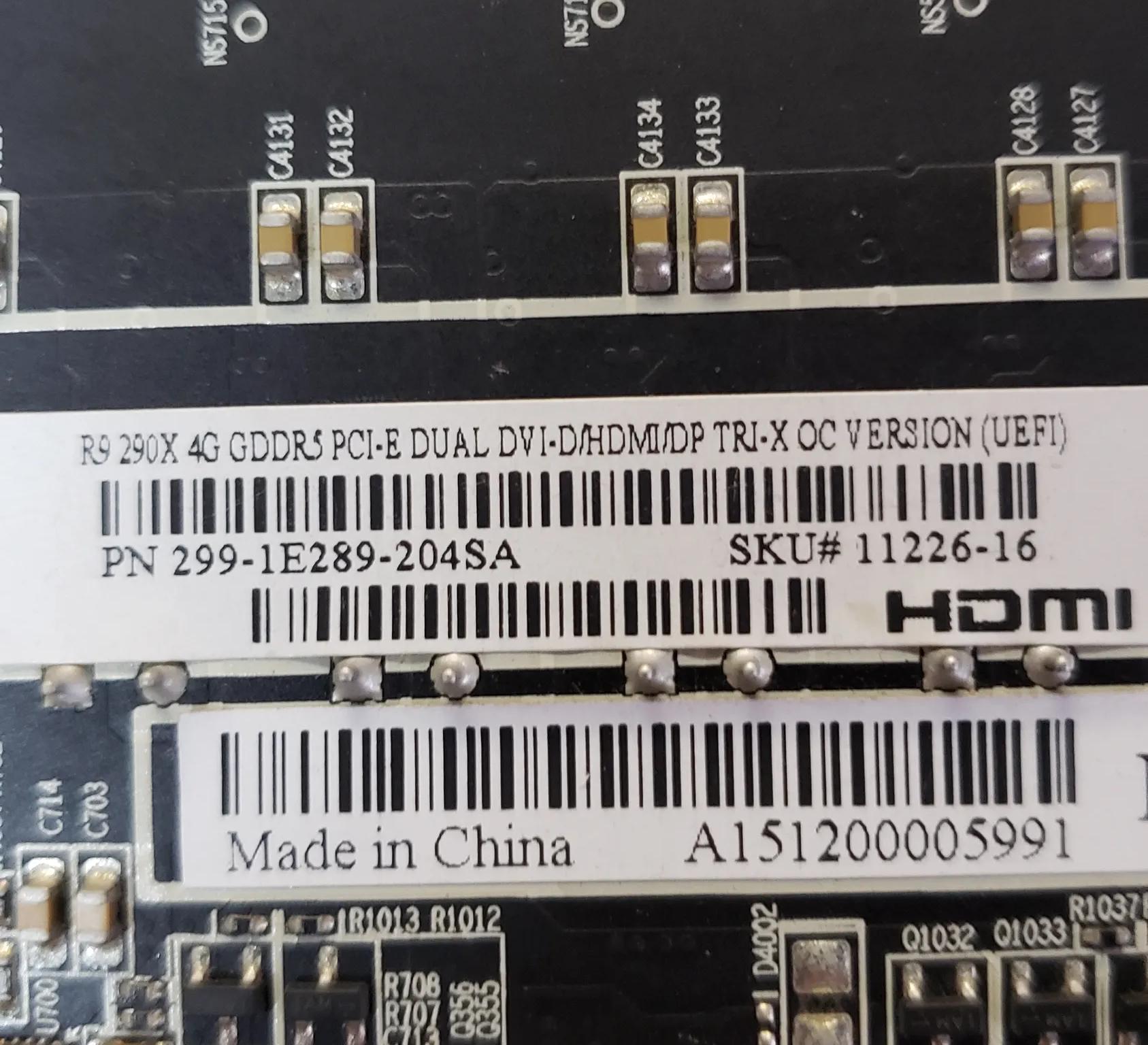 Sapphire R290x Tri-X graphics card 4gb mem