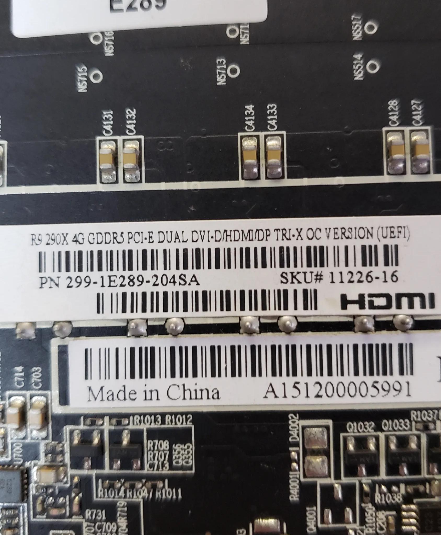 Sapphire R290x Tri-X graphics card 4gb mem