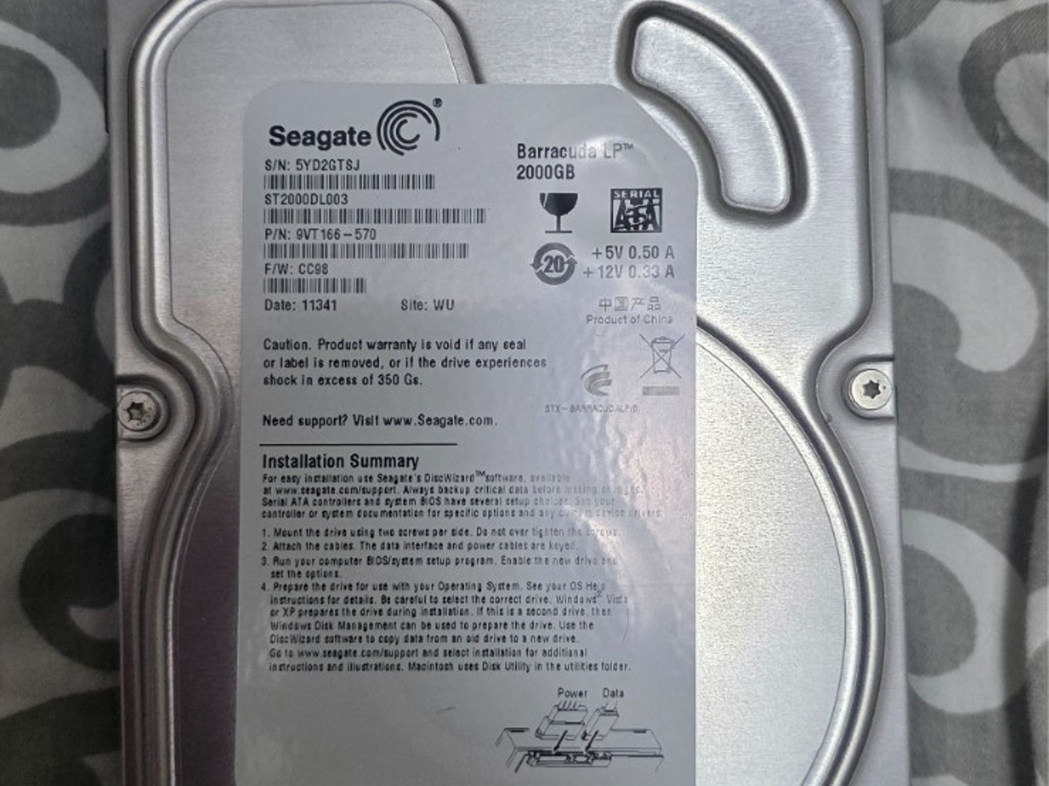 Seagate Barracuda LP 2000GB ST2000DL003 3.5" SATA 6Gbps 2TB