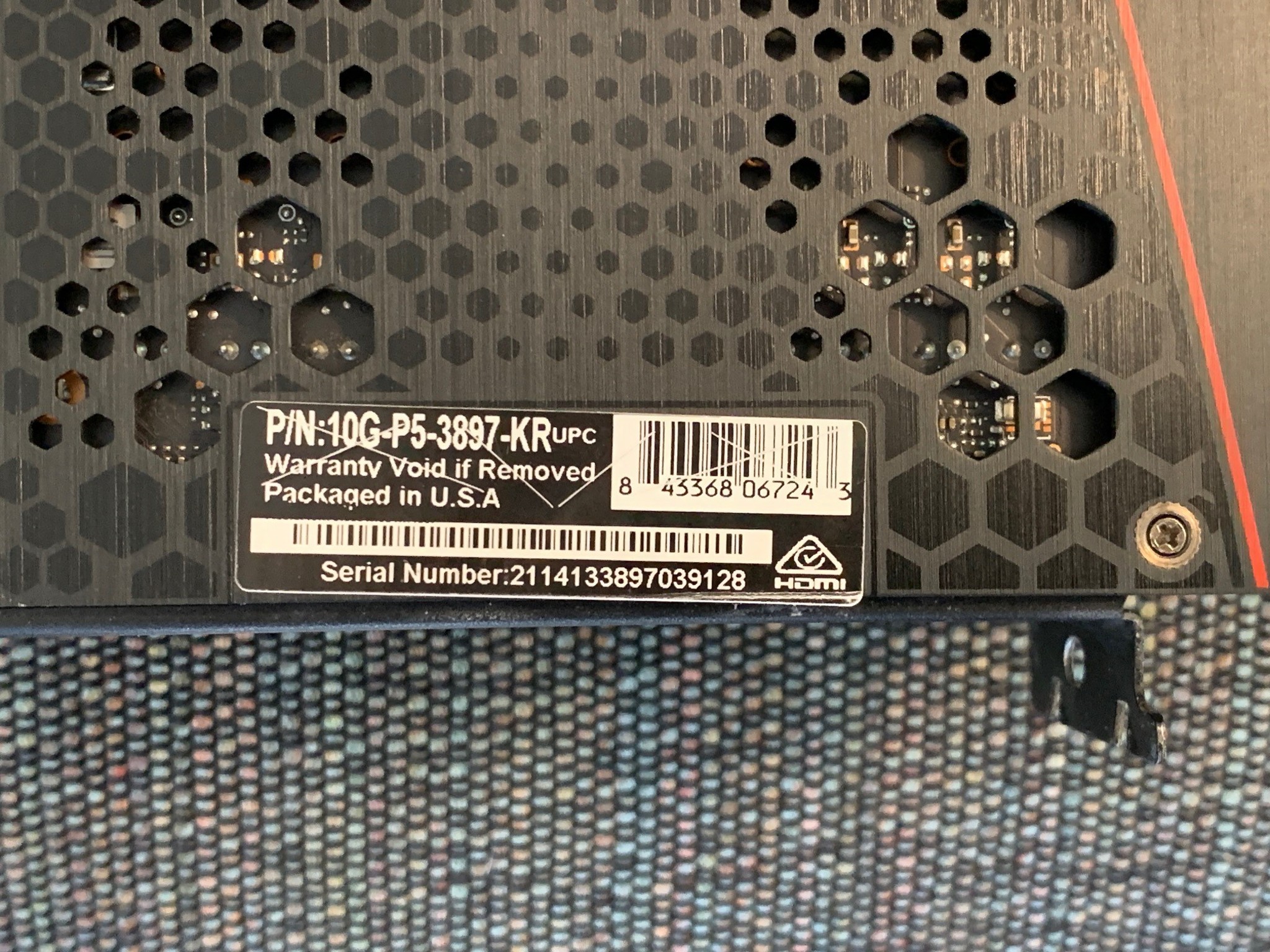 EVGA GeForce RTX 3080 FTW3 ULTRA GAMING,  P/N 10G-P5-3897-KR, 10GB GDDR6X, Used.