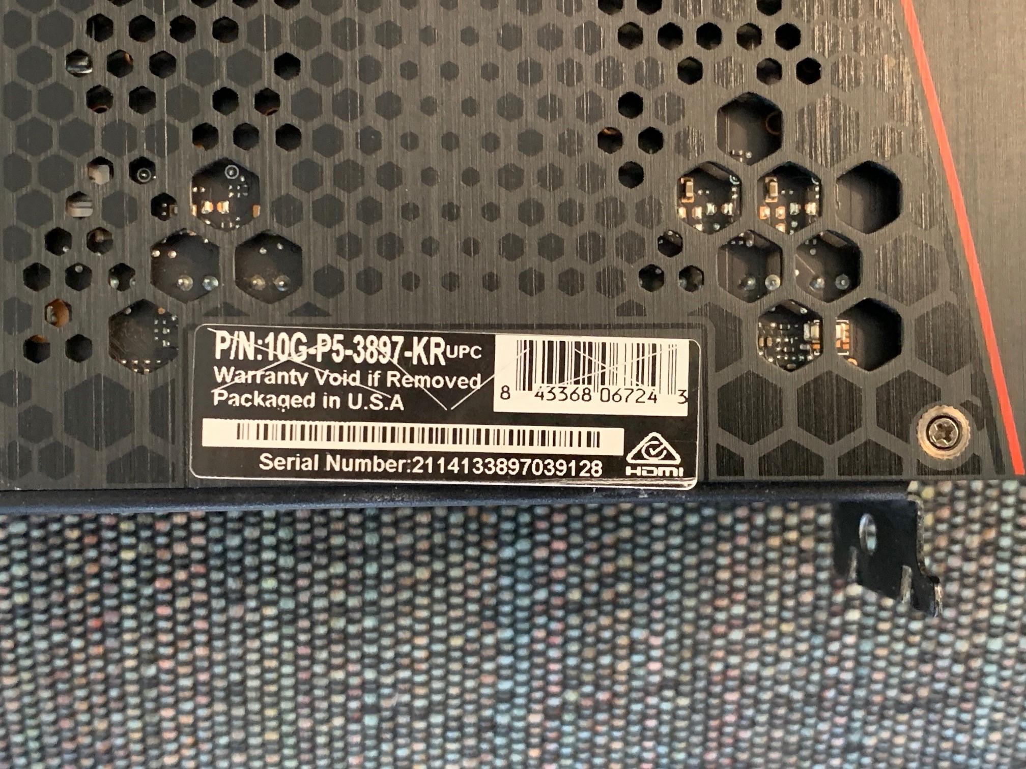 EVGA GeForce RTX 3080 FTW3 ULTRA GAMING,  P/N 10G-P5-3897-KR, 10GB GDDR6X, Used.