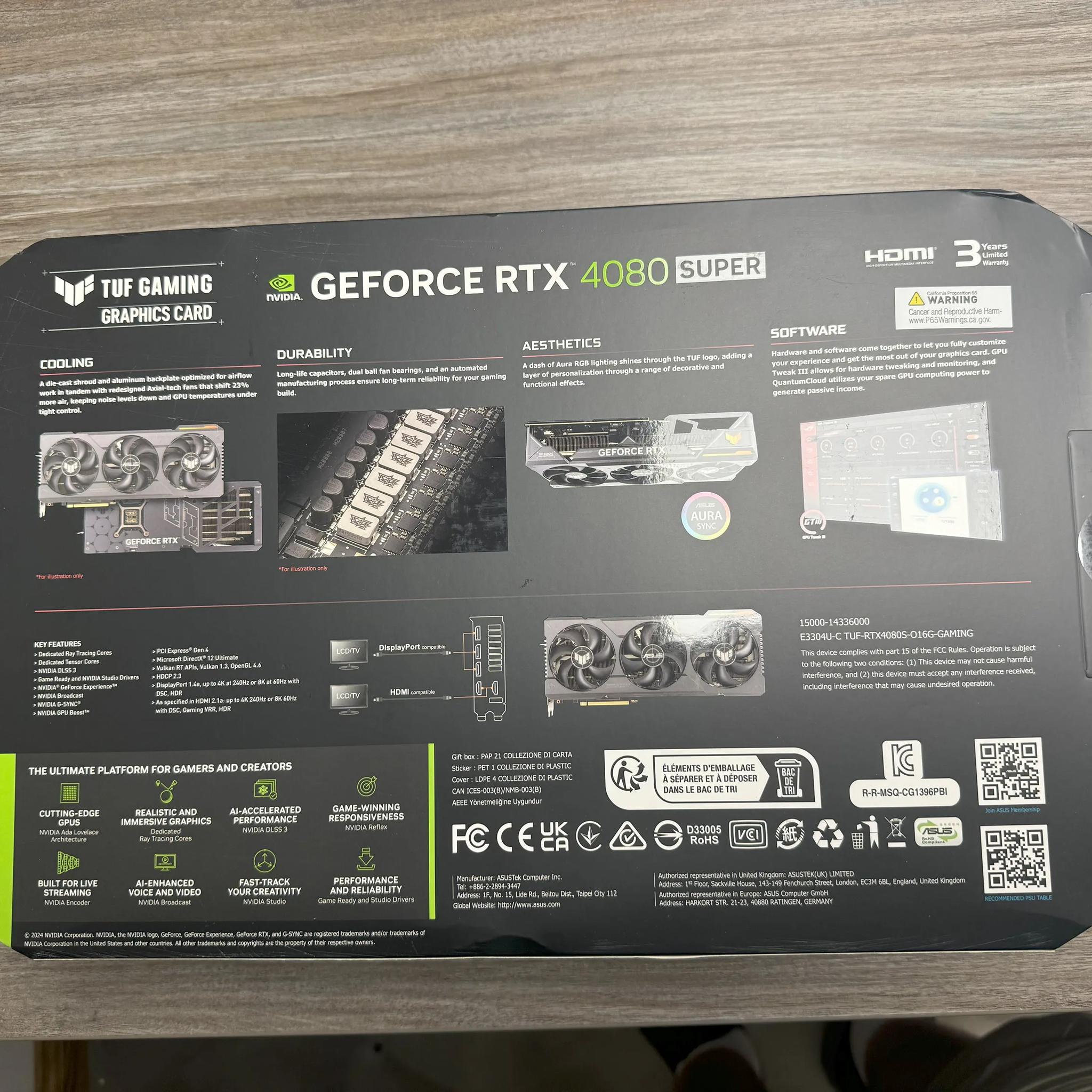 *NIB* ASUS TUF Gaming nVidia GeForce RTX 4080 Super OC Edition 16GB