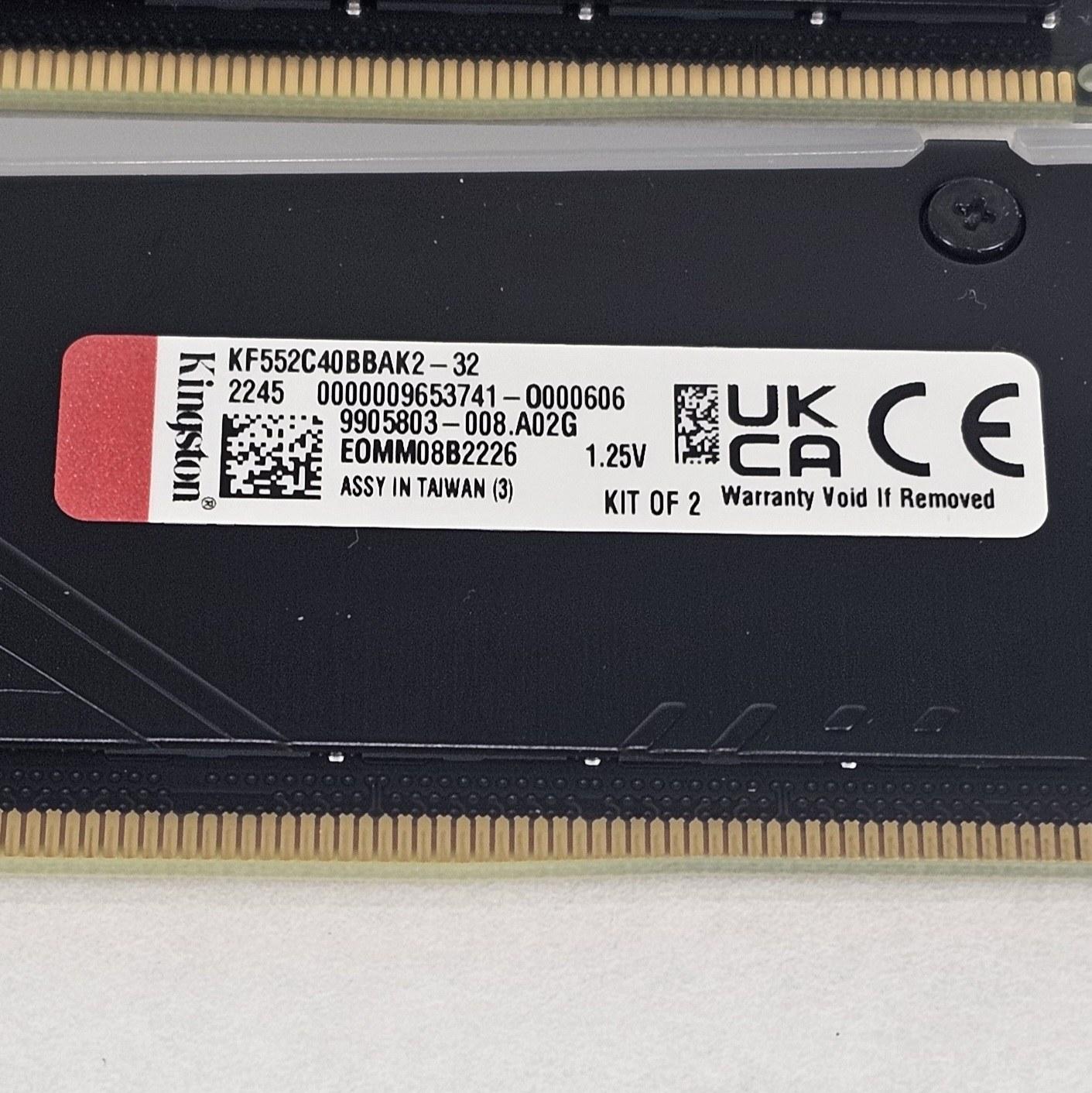 32GB DDR5 (2x16GB) CL40 5200MT/s Kingston FURY Beast RGB