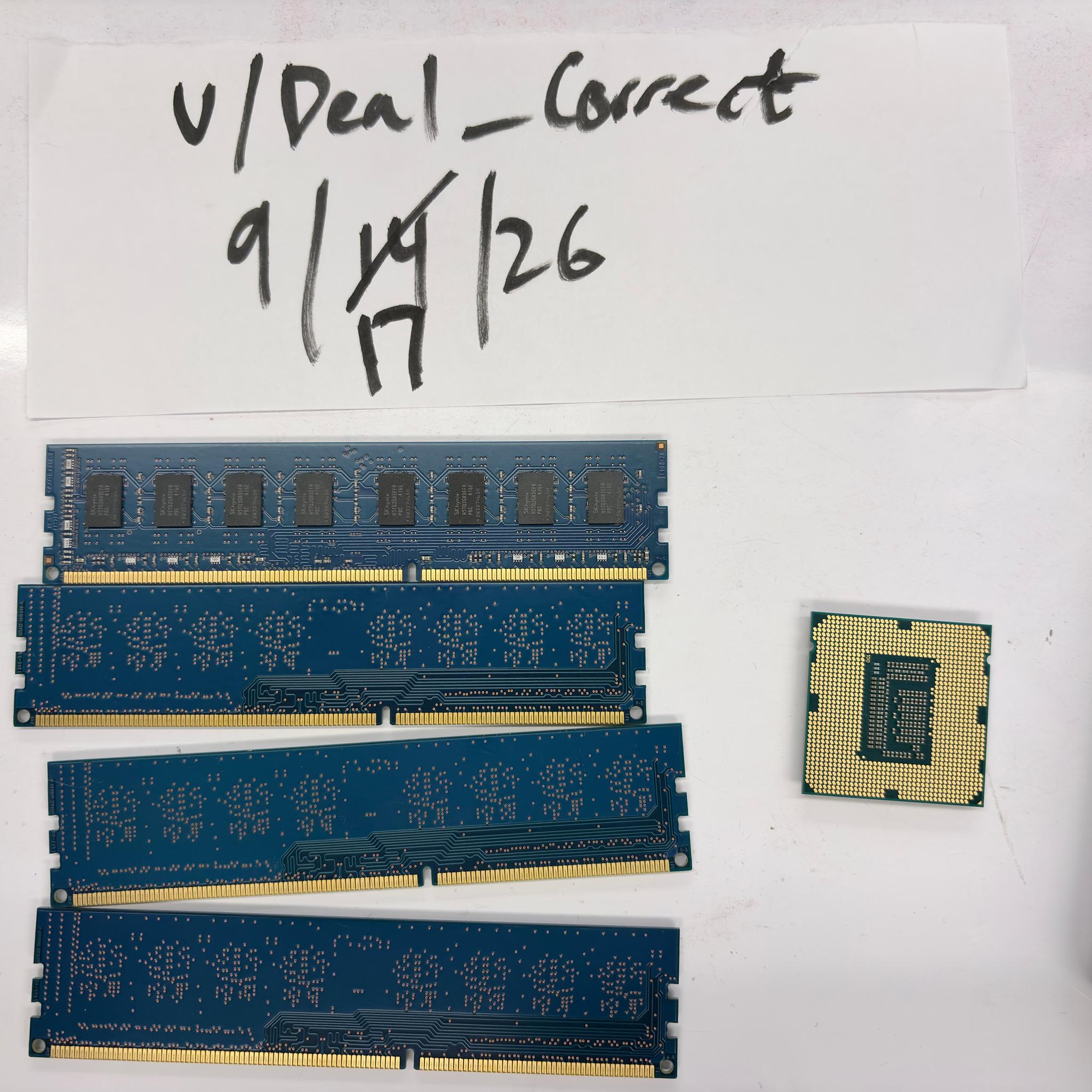 Intel Core i7 3770 CPU+ 16GB (4x4GB) DDR3 Bundle