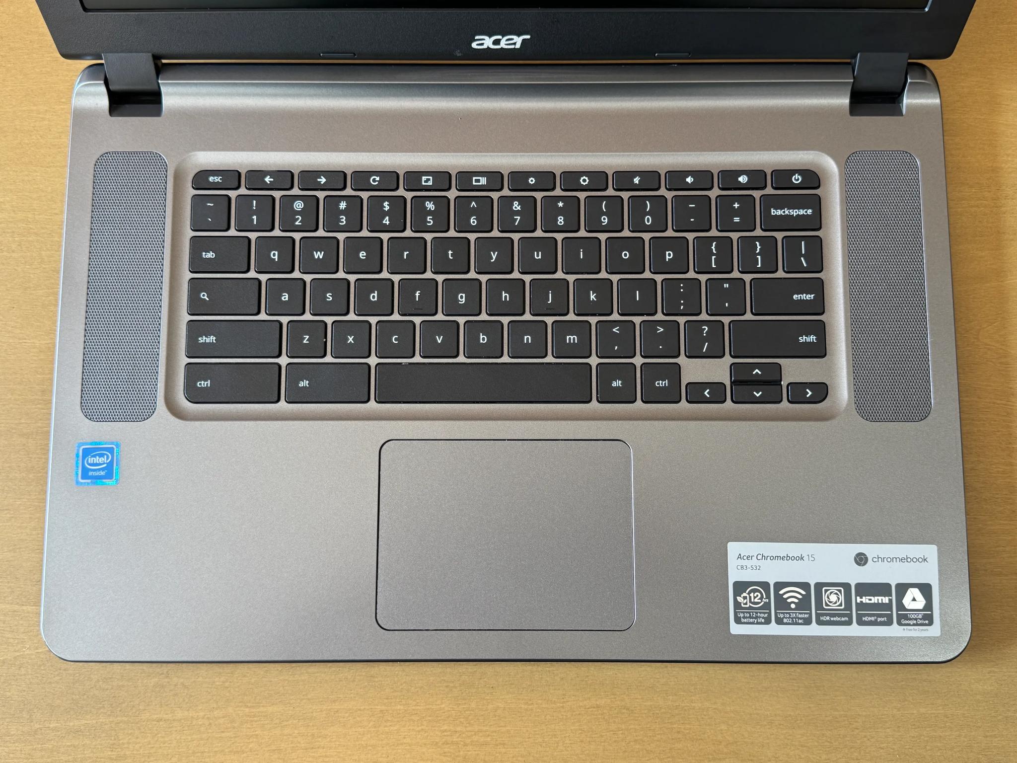 Acer Chromebook 15 CB3-532-C47C - Intel Celeron N3060 (Quad-Core) - 2GB RAM - 16GB eMMC - ChromeOS